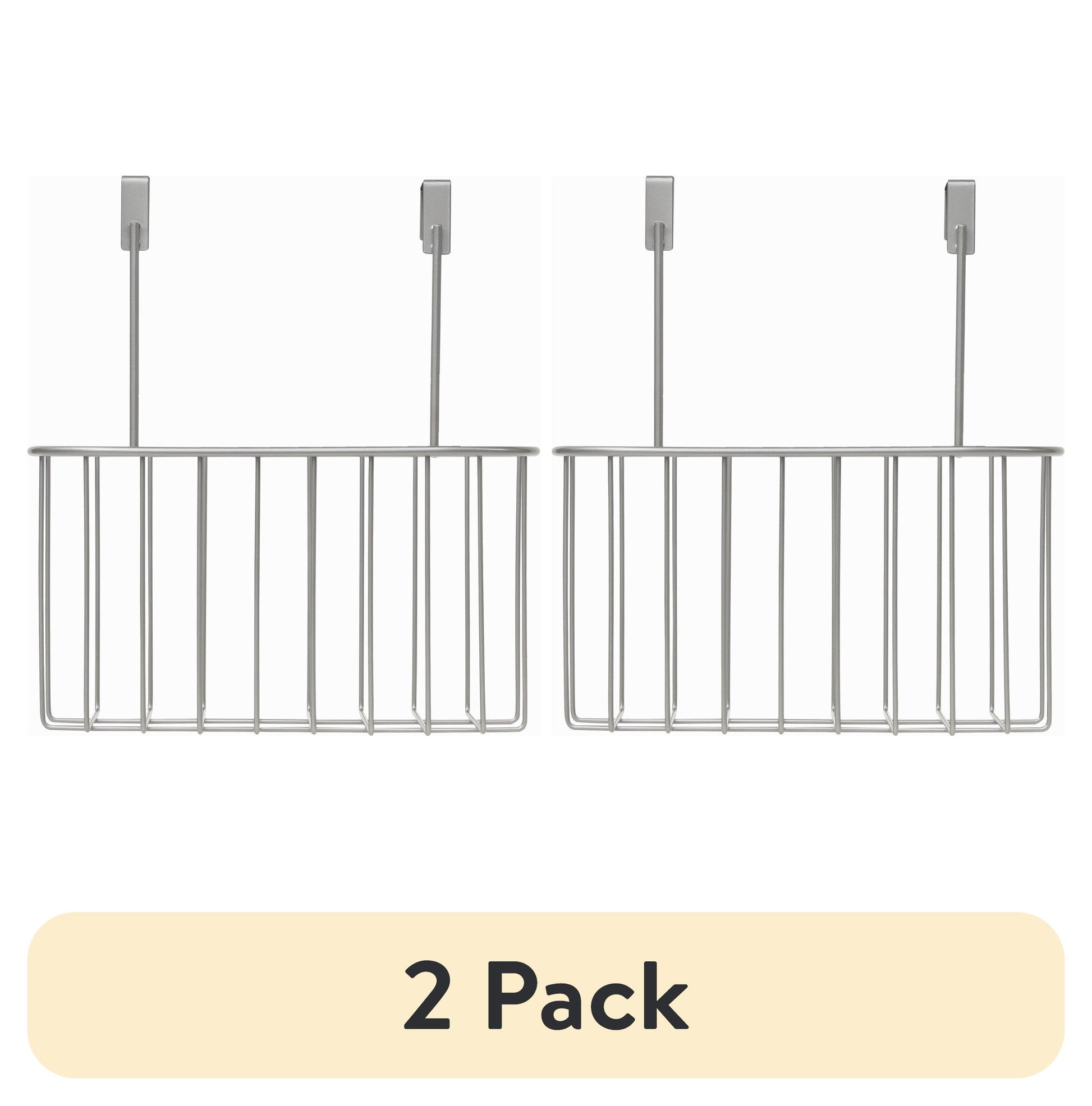 (2 pack) Mainstays Over the Cabinet Organization Basket, Satin Nickel (10.24" x 11.26" x 6.26")