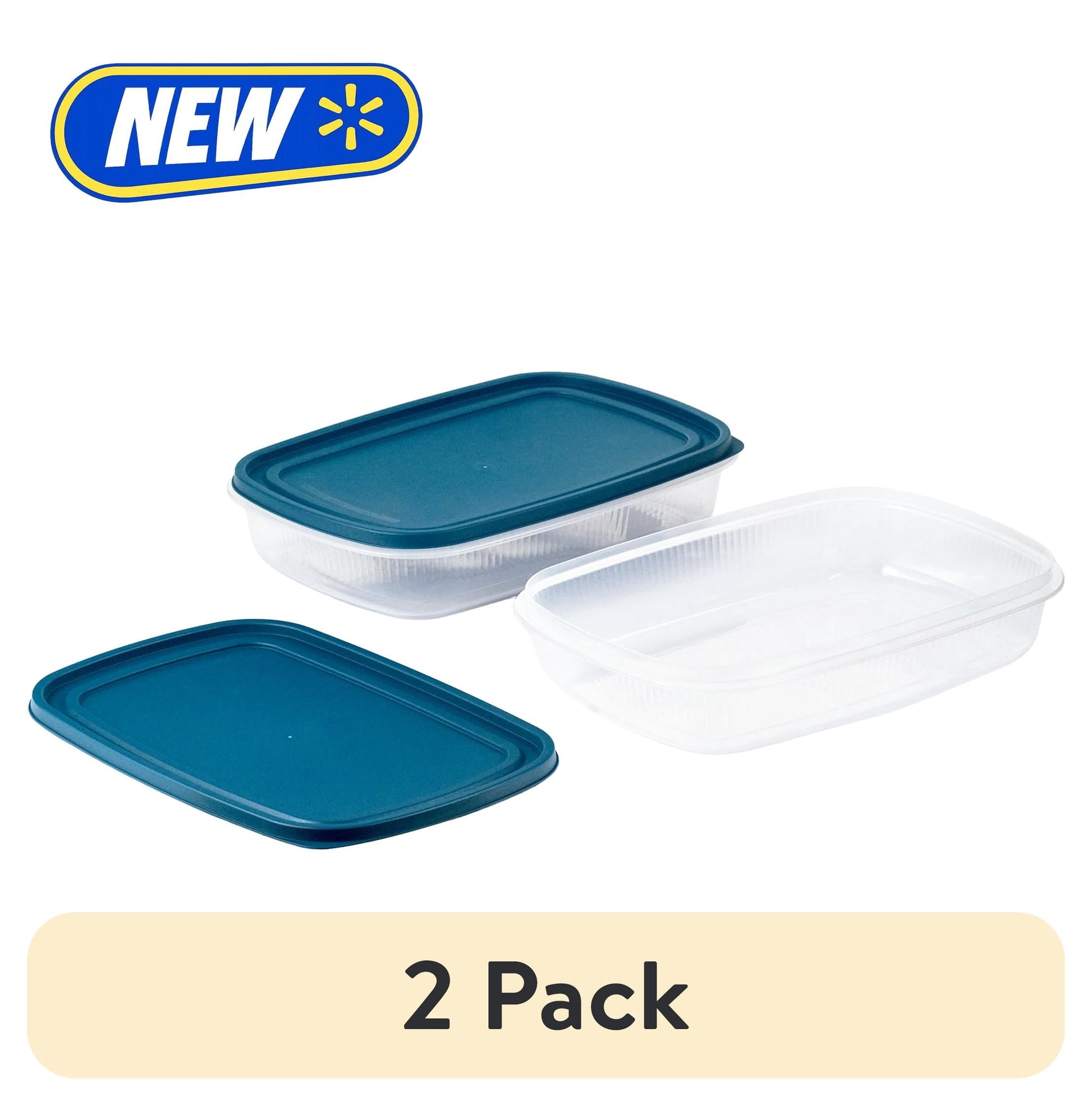 (2 pack) Mainstays Reusable Food Storage Containers, Large Rectangle, Plastic, 2 Pack â€“ 2 Containers with Lids, 1.5 Gallons,Ideal for Meal Planning