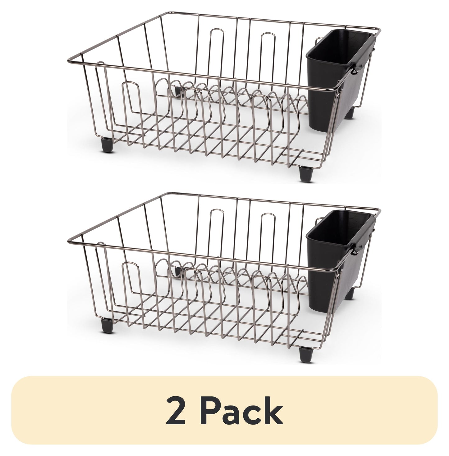 (2 pack) Mainstays Small Dish Drainer Rack - Chrome/Black