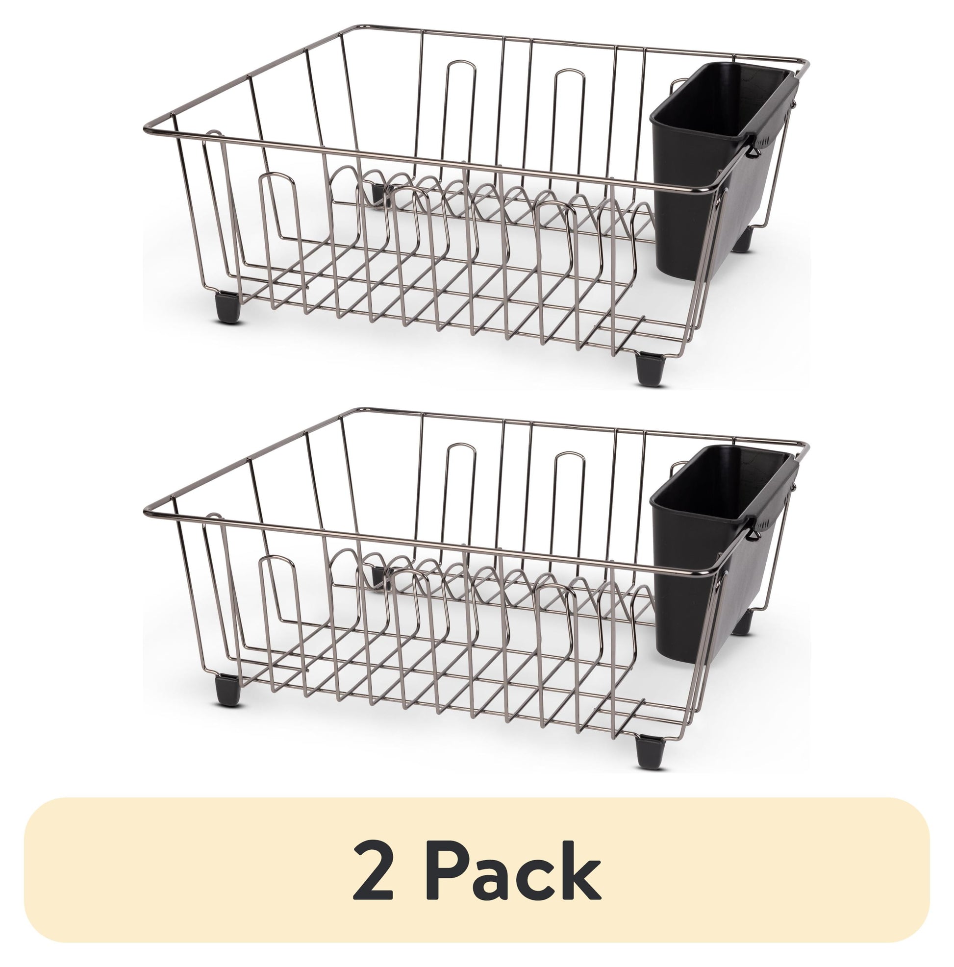 (2 pack) Mainstays Small Dish Drainer Rack - Chrome/Black