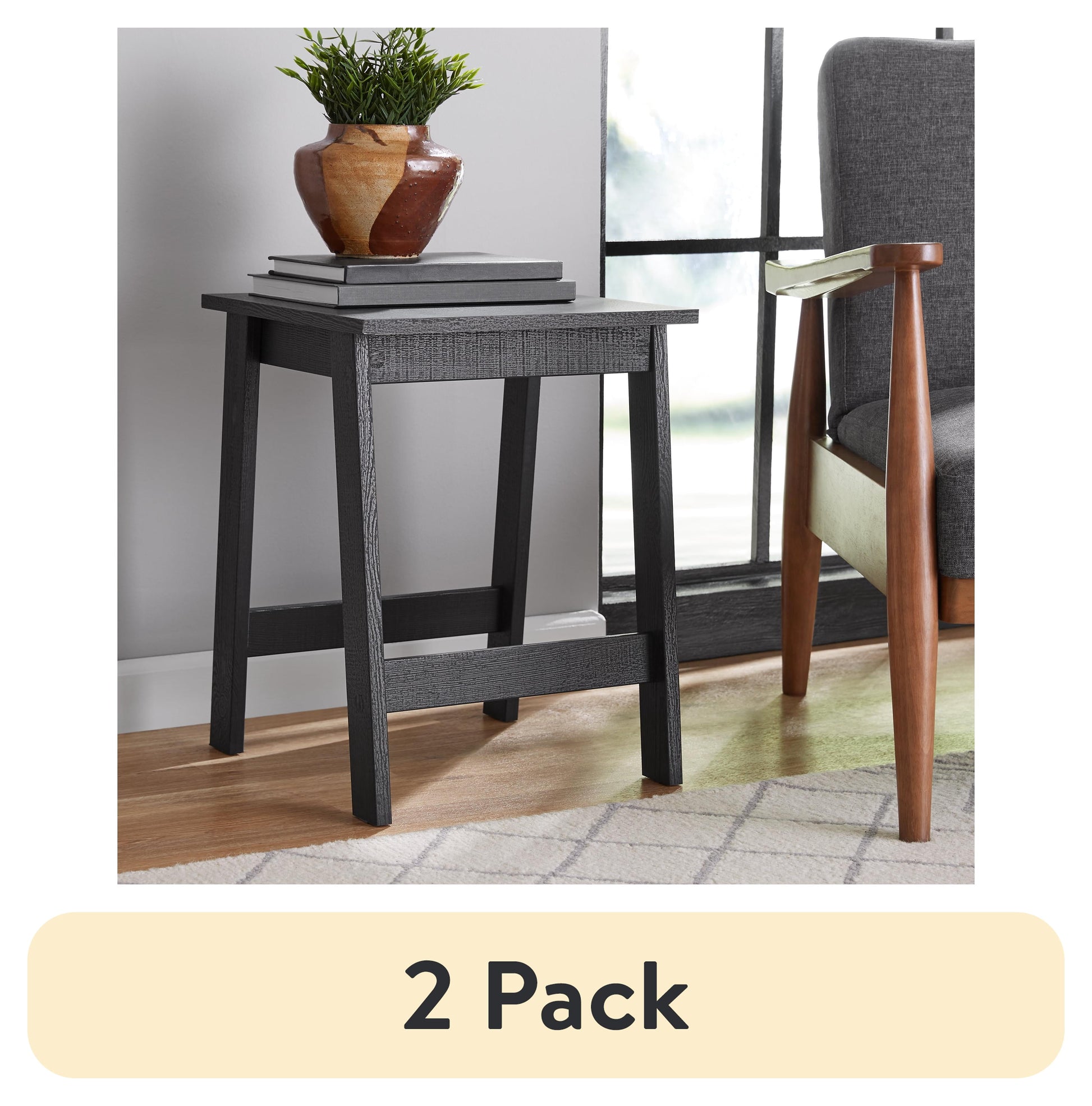 Mainstays Small Square Wood Side Table, Walnut Finish