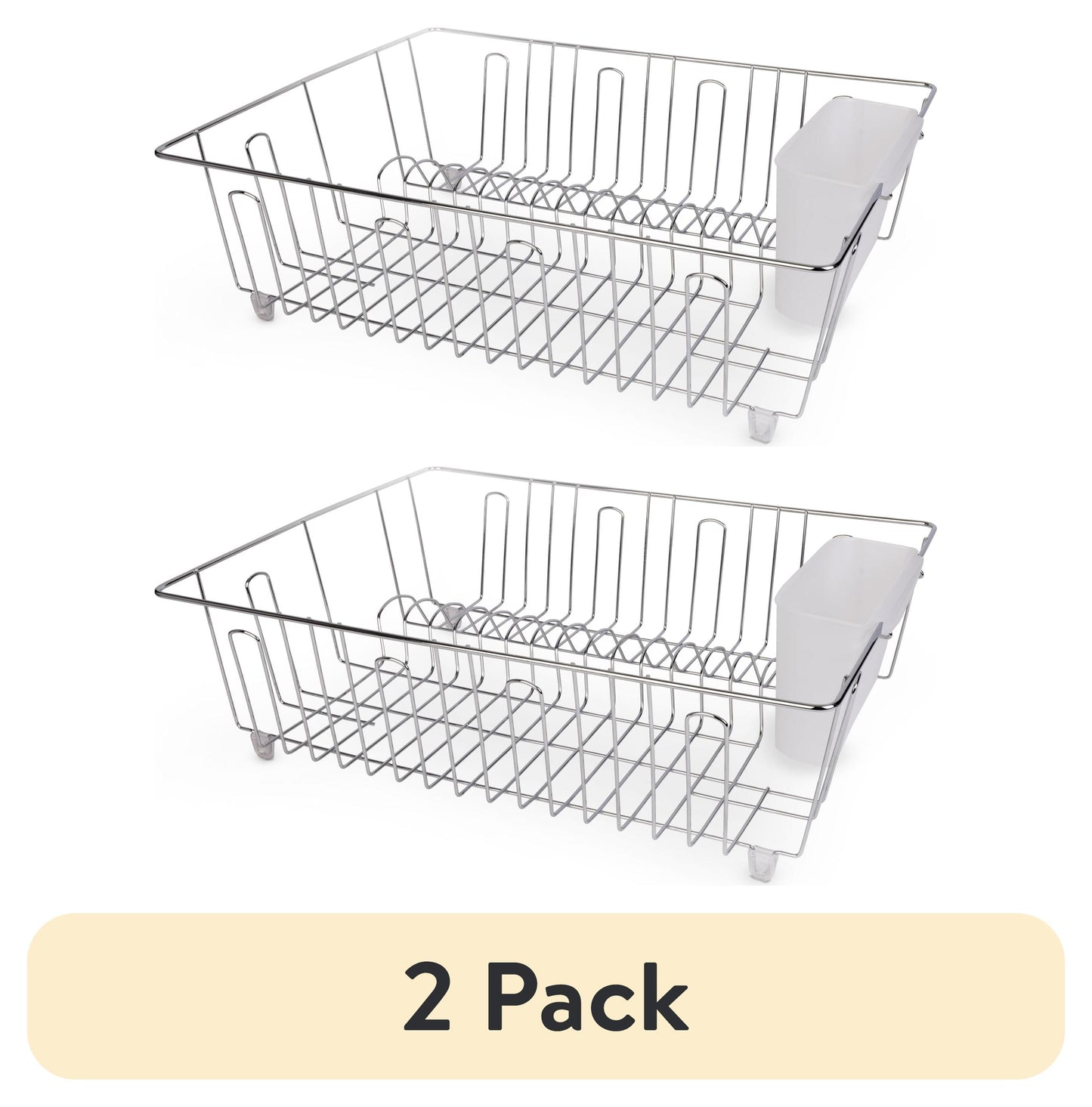 (2 pack) Mainstays Stainless Steel Kitchen Dish Drying Rack and Drainer, Rust-Resistant Countertop Dish Rack Organizer for Plates, Bowls, Cups and Utensils