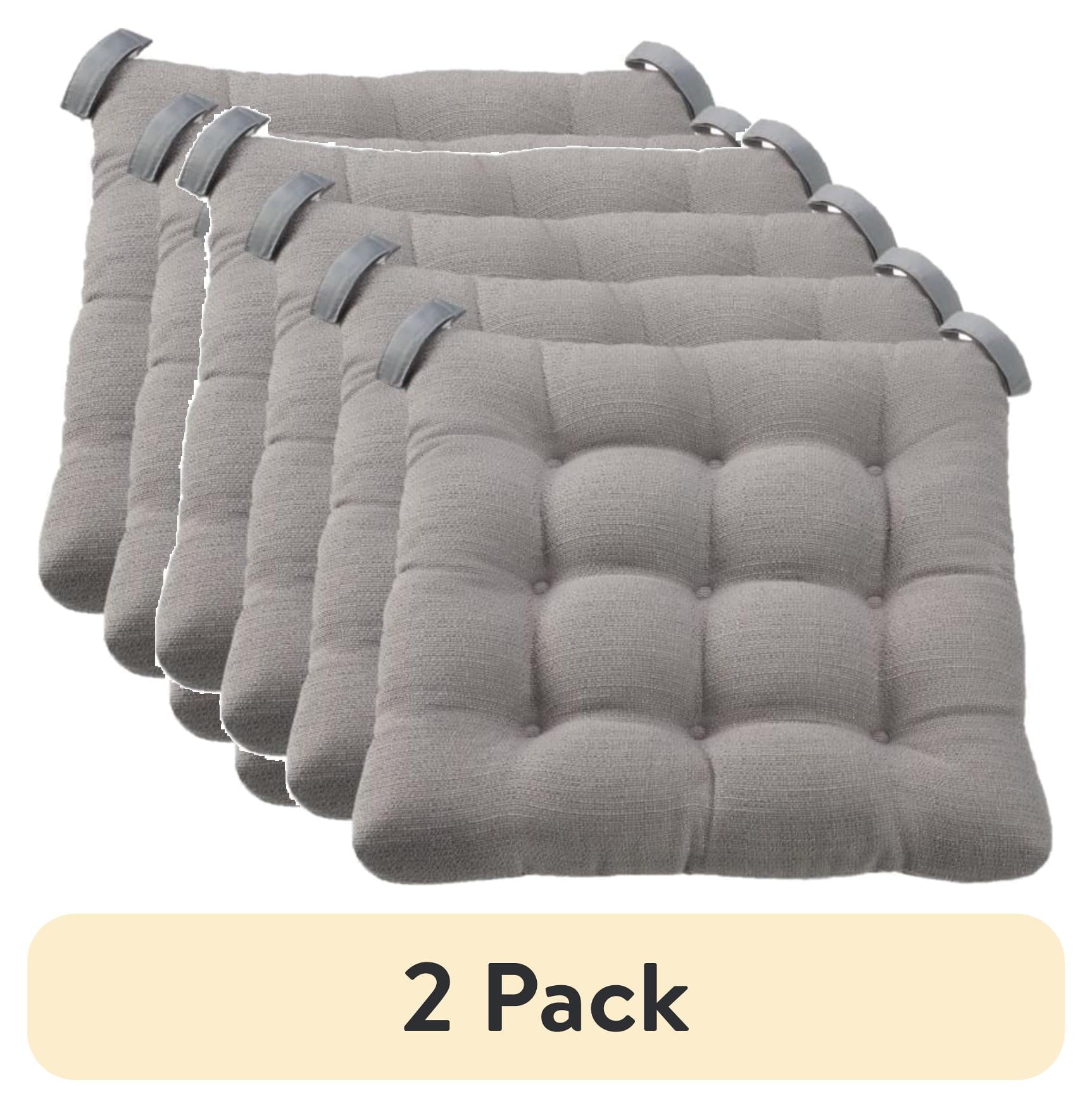 (2 pack) Mainstays Textured Chair Seat Pad (Chair Cushion), Gray Color, 4-Piece Set, 15.5" x 16"