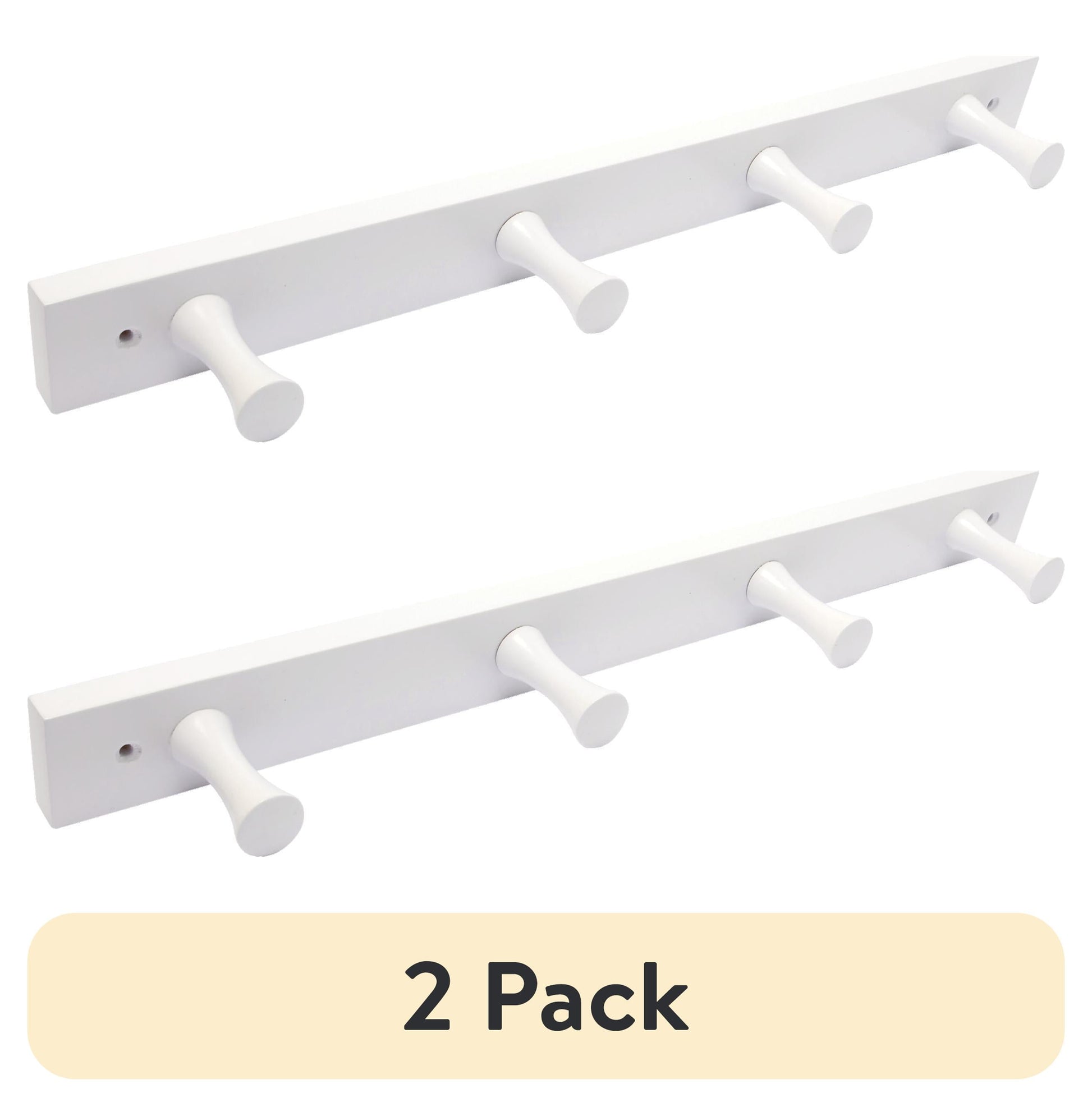 Mainstays Wall Mounted 18 in. Pure White Wood Hook Rail, 4 Hooks