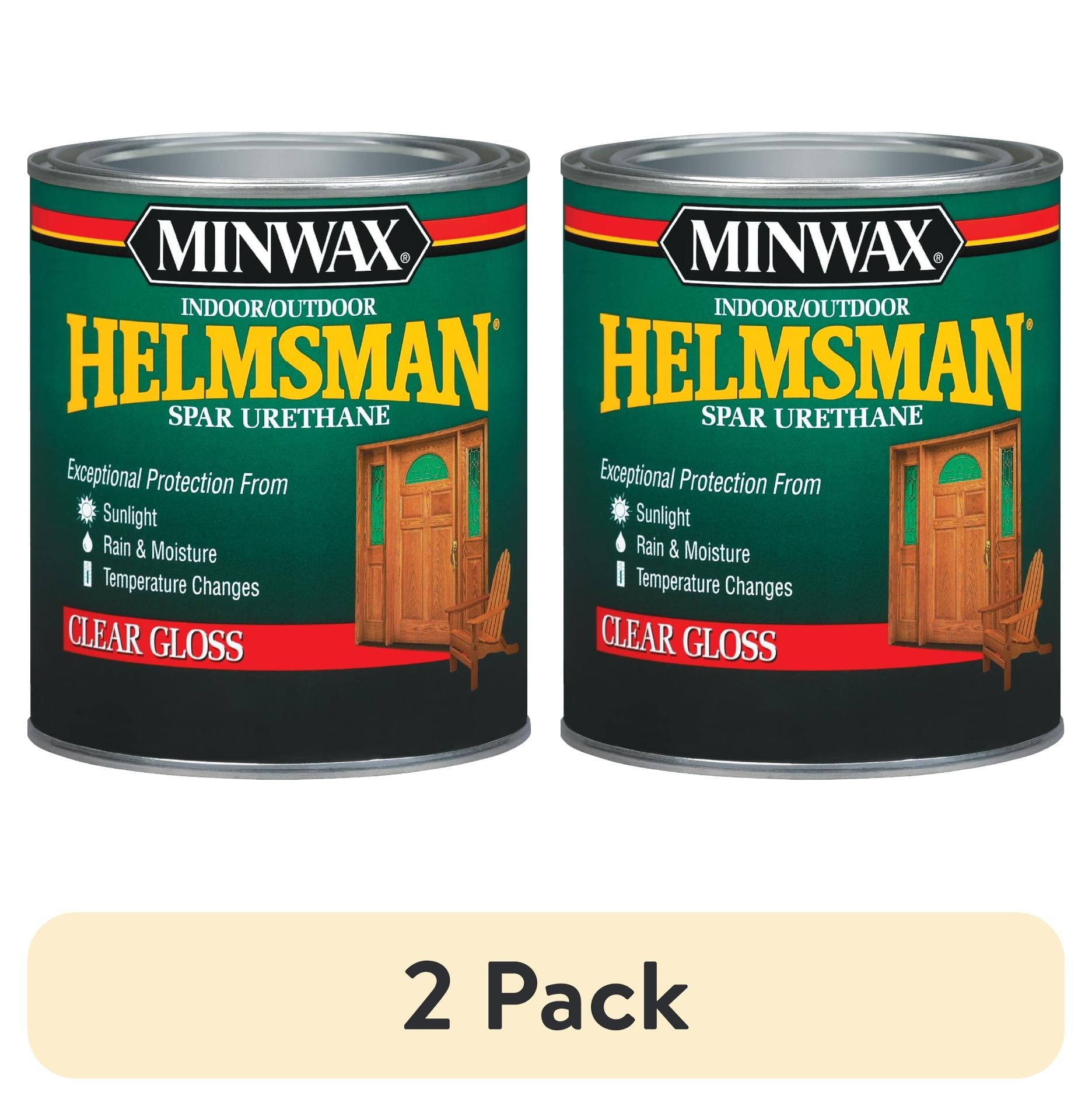 (2 pack) Minwax 63200444 Indoor/Outdoor Helmsman Spar Urethane, Gloss, Clear, 1 Quart, (1 Piece, 1 Pack)