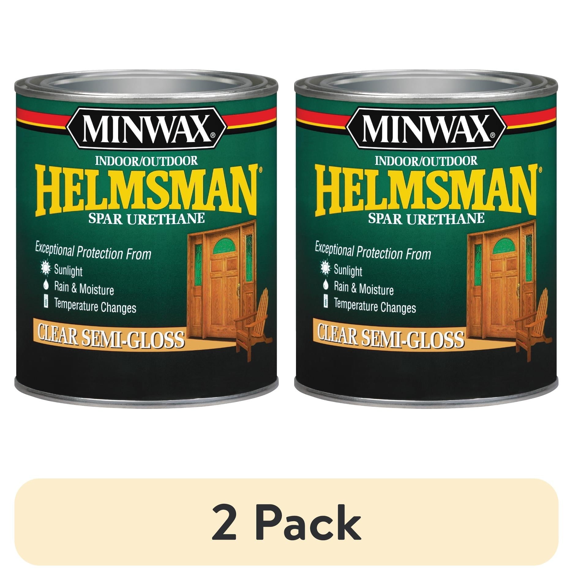 (2 pack) Minwax 63210444 Indoor/Outdoor Helmsman Spar Urethane, Semi-Gloss, Clear, 1 Quart, (1 Piece, 1 Pack)