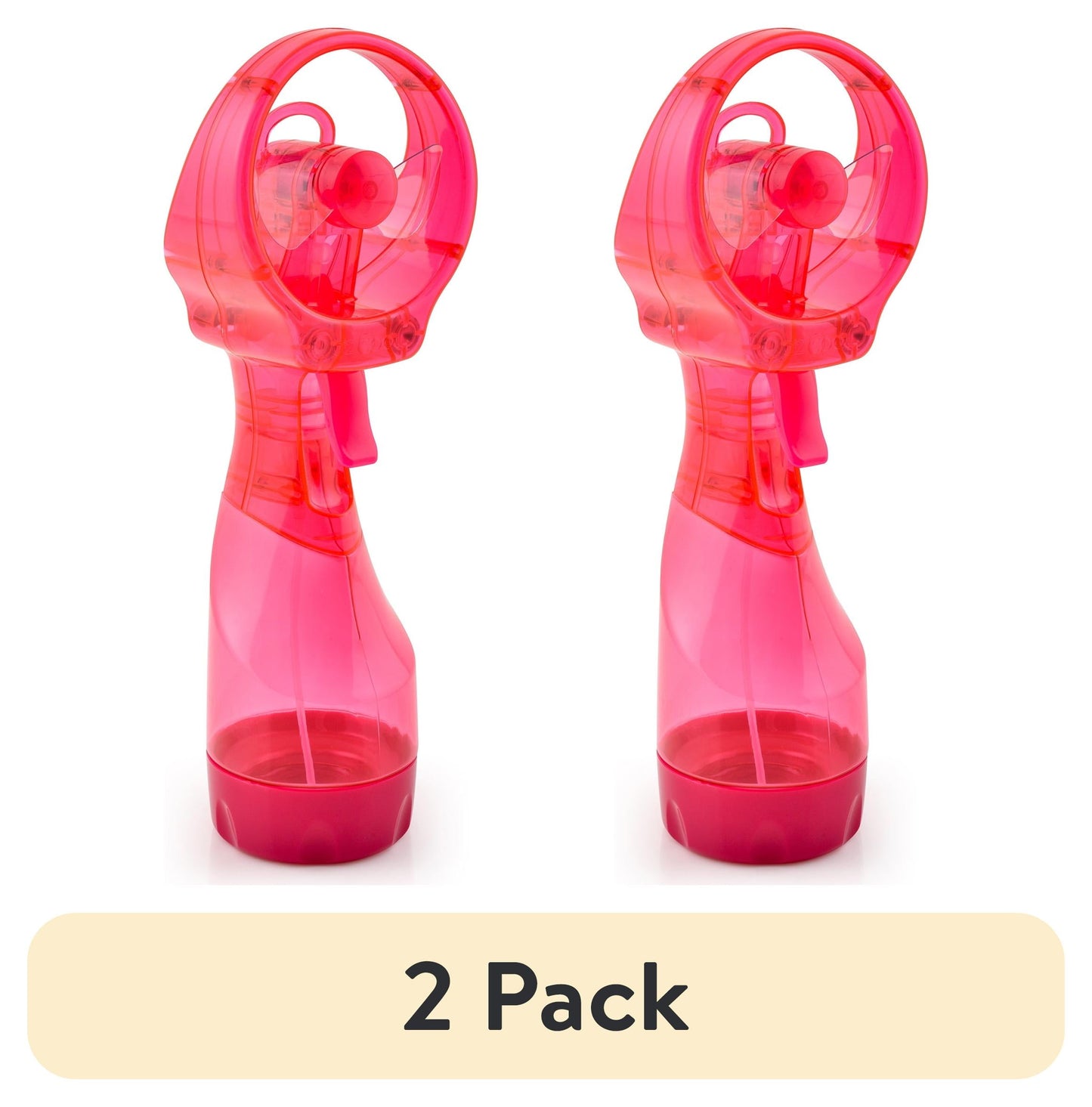 (2 pack) O2COOL Deluxe Handheld Battery Powered Water Misting Fan Pink - New 3.7 inch by 10.6 inch
