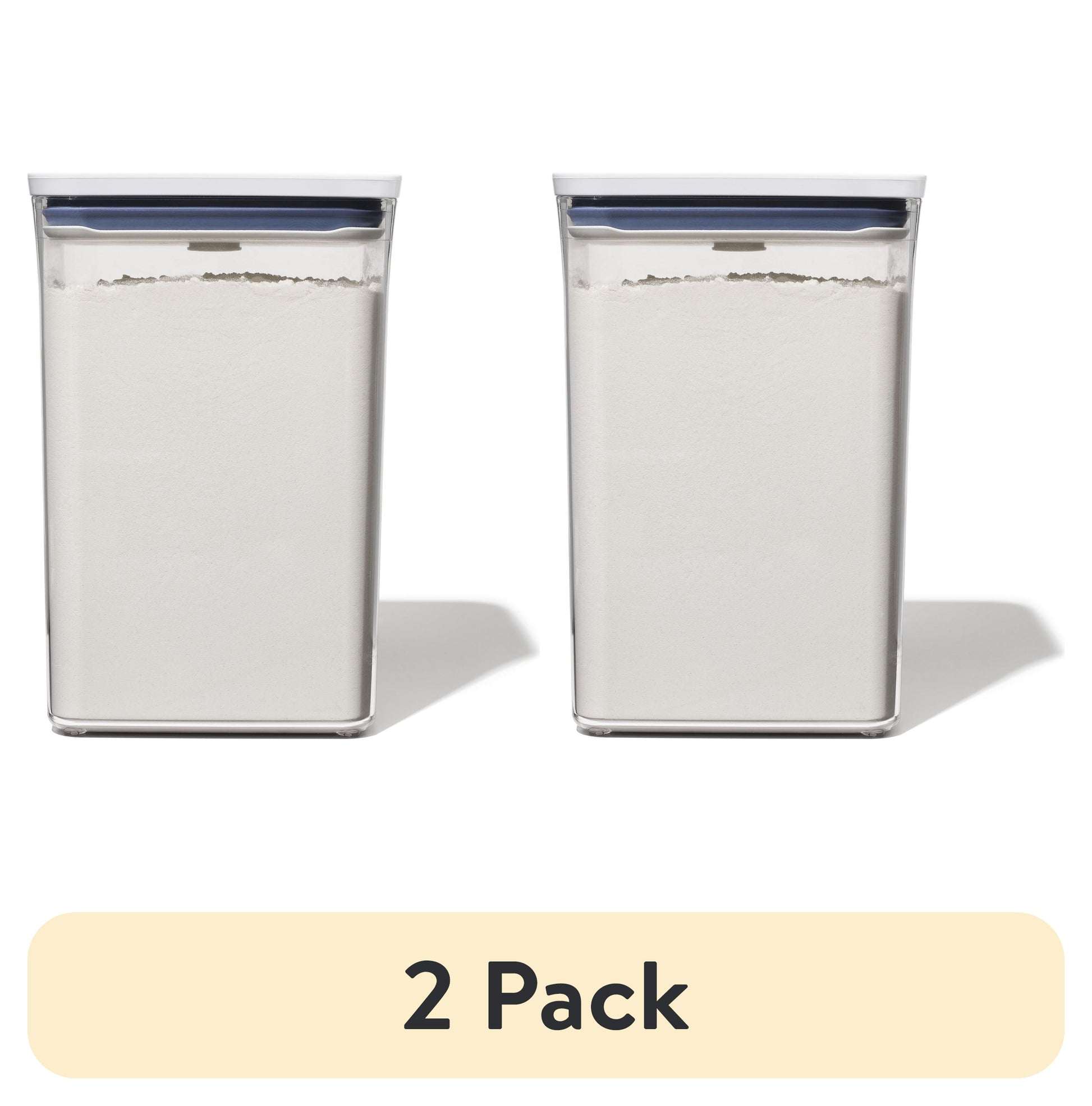 (2 pack) OXO POP Container 4.4-Qt Medium Big Square Food Storage Container, White
