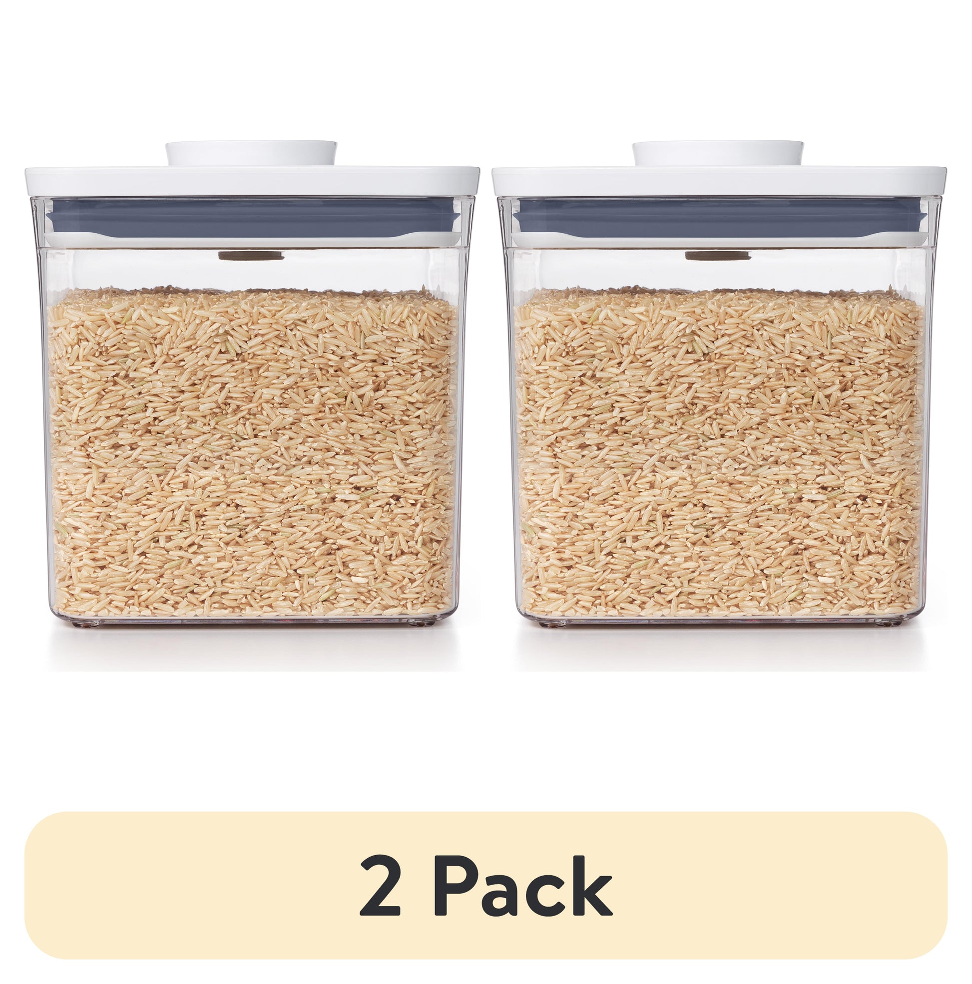 (2 pack) OXO POP Container 2.8-Qt Short Big Square Food Storage Container, White