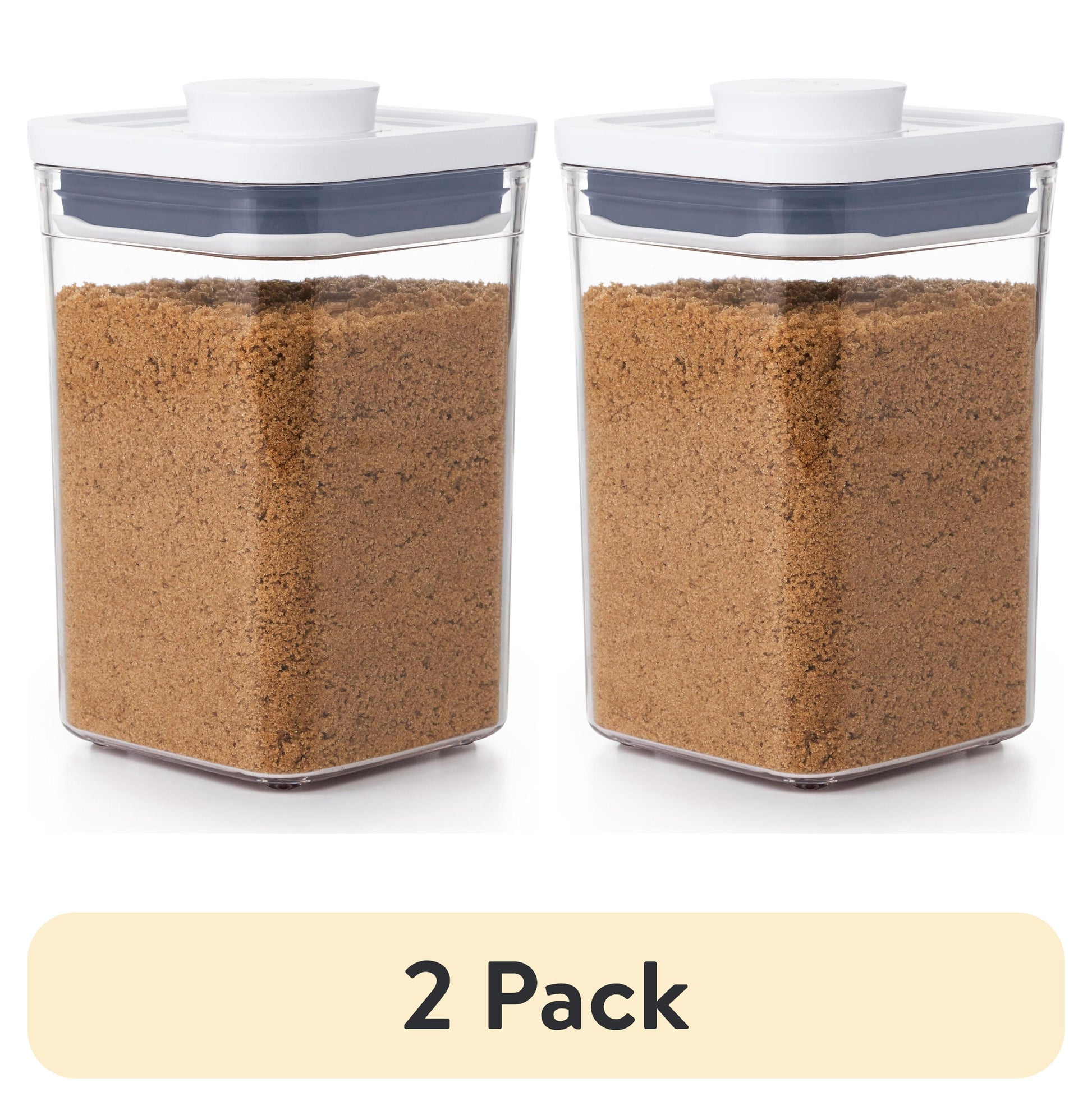 (2 pack) OXO POP Container 1.1-Qt Short Small Square Food Storage Container, White