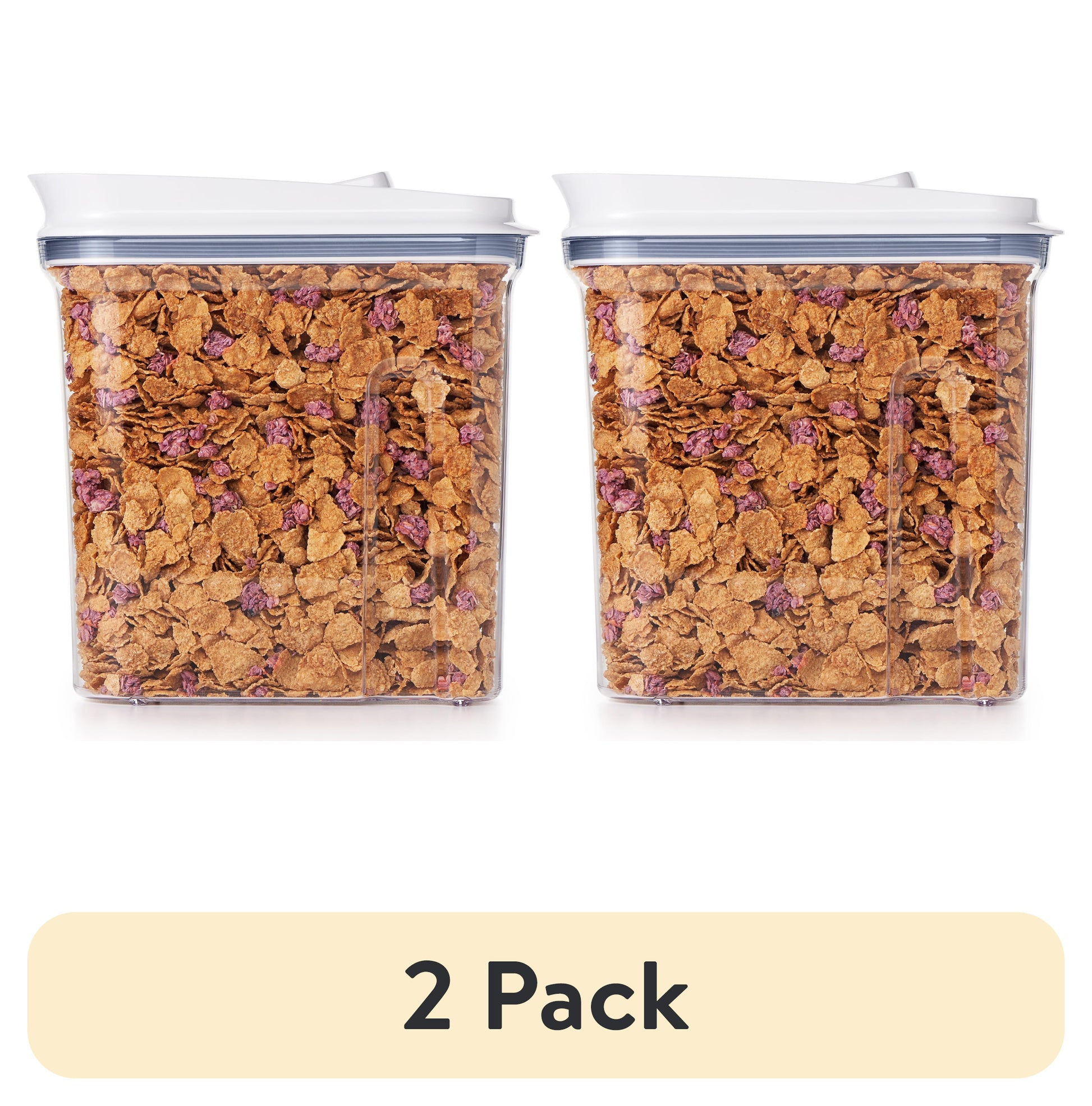 (2 pack) OXO POP Container 3.4-Qt Medium Cereal Dispenser Food Storage Container, White
