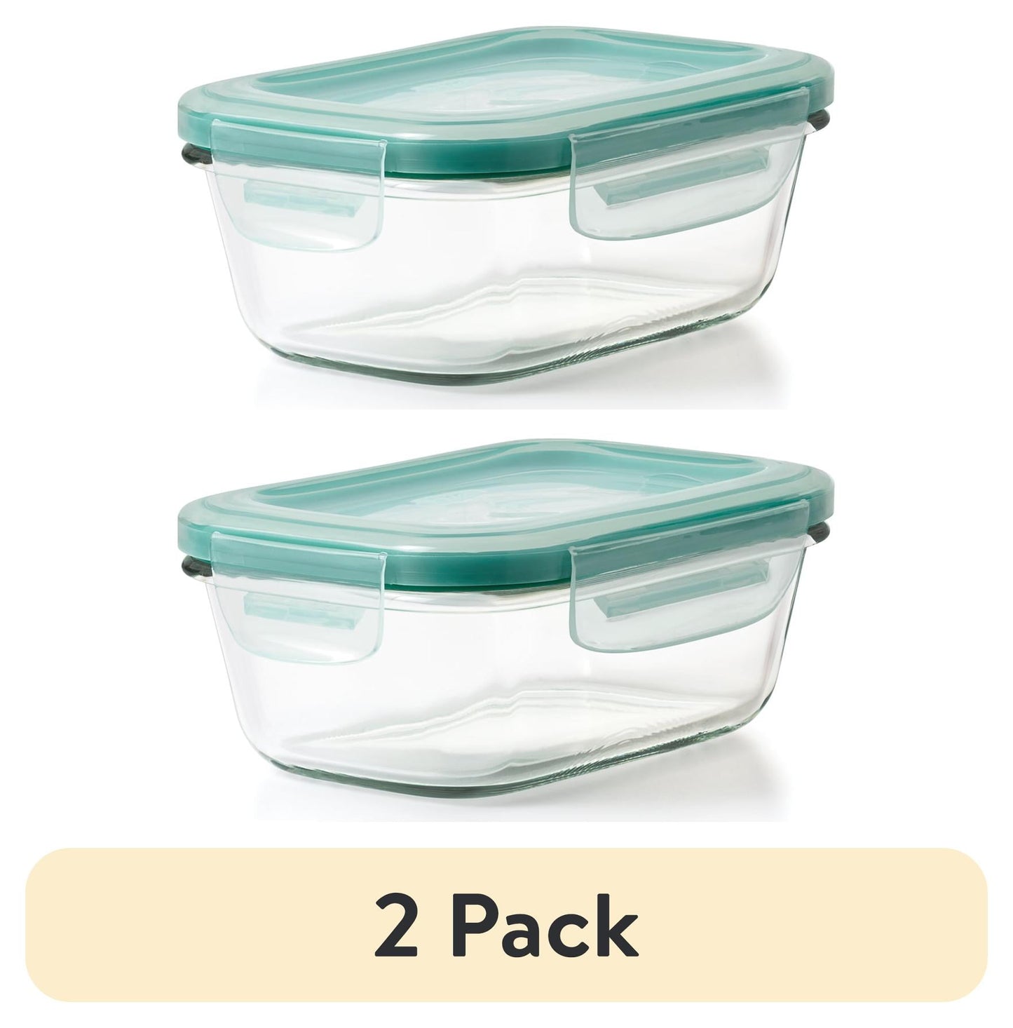 (2 pack) OXO Softworks Smart Seal 1.6 Cup Glass Rectangle Container, Well Suited to Refrigerator Organization
