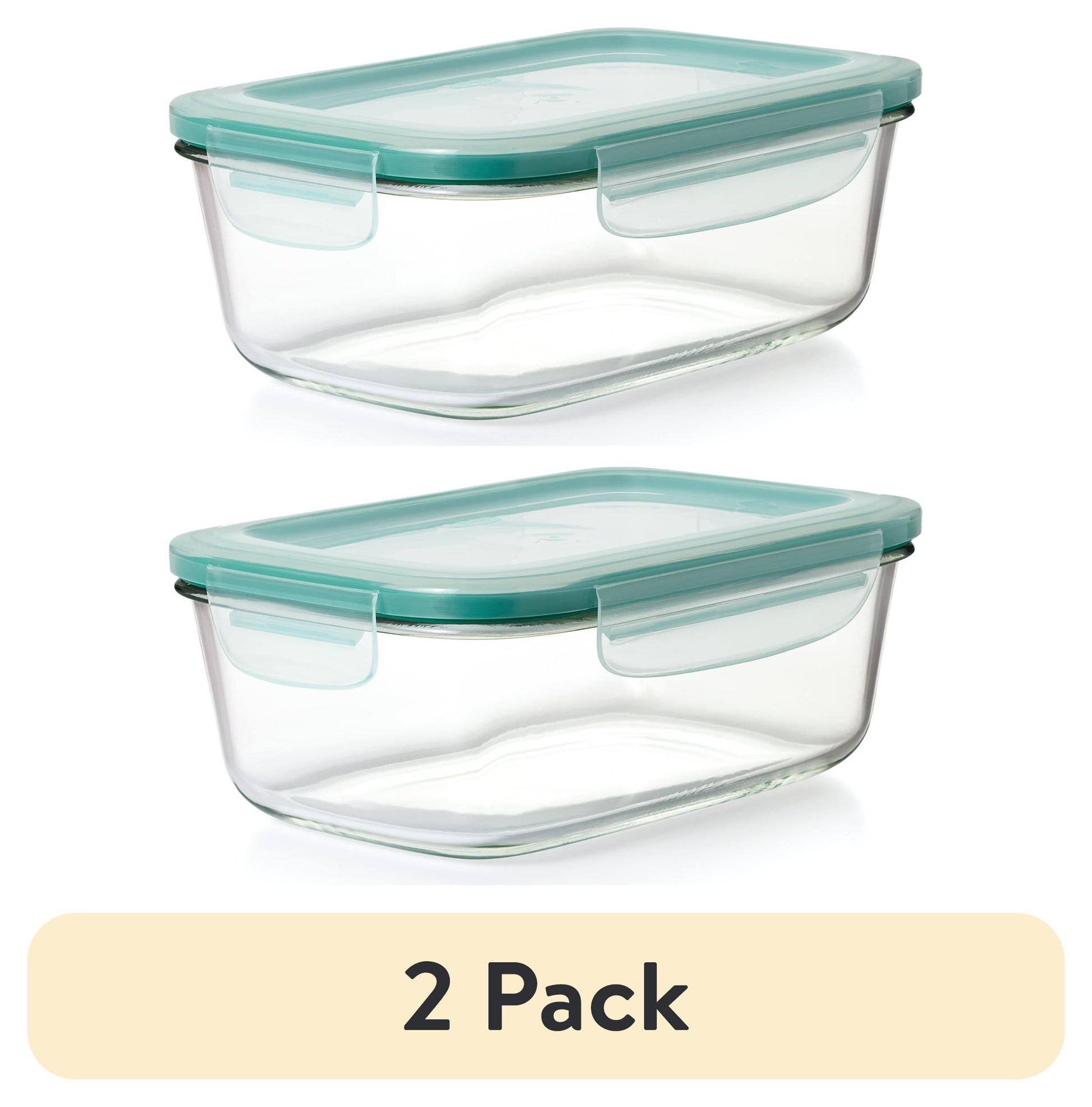 OXO Softworks Contenedor Rectangular de Vidrio de 8 Tazas con Sello Inteligente, Mejor Utilizado para Almacenamiento de Sobras y Recalentamiento