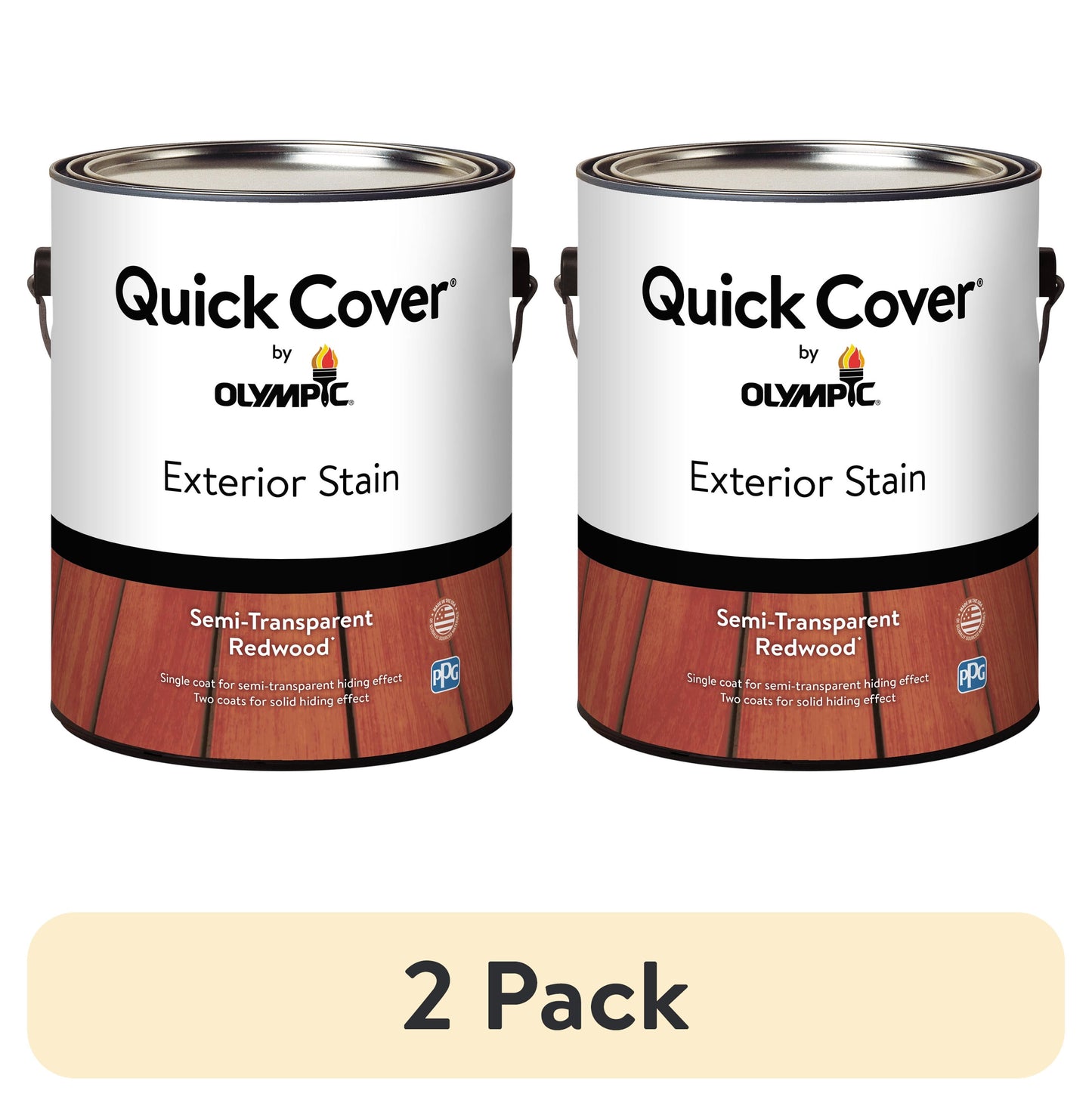 (2 pack) Olympic Quick Cover 1 Gallon Redwood Semi-Transparent Interior/Exterior Wood Stain