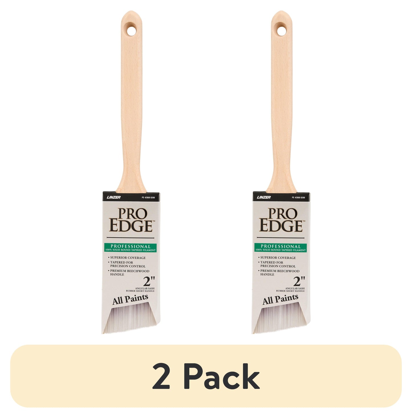 (2 pack) PRO EDGE by Linzer 2" CT Formula Angle Paint Brush with Tapered Design