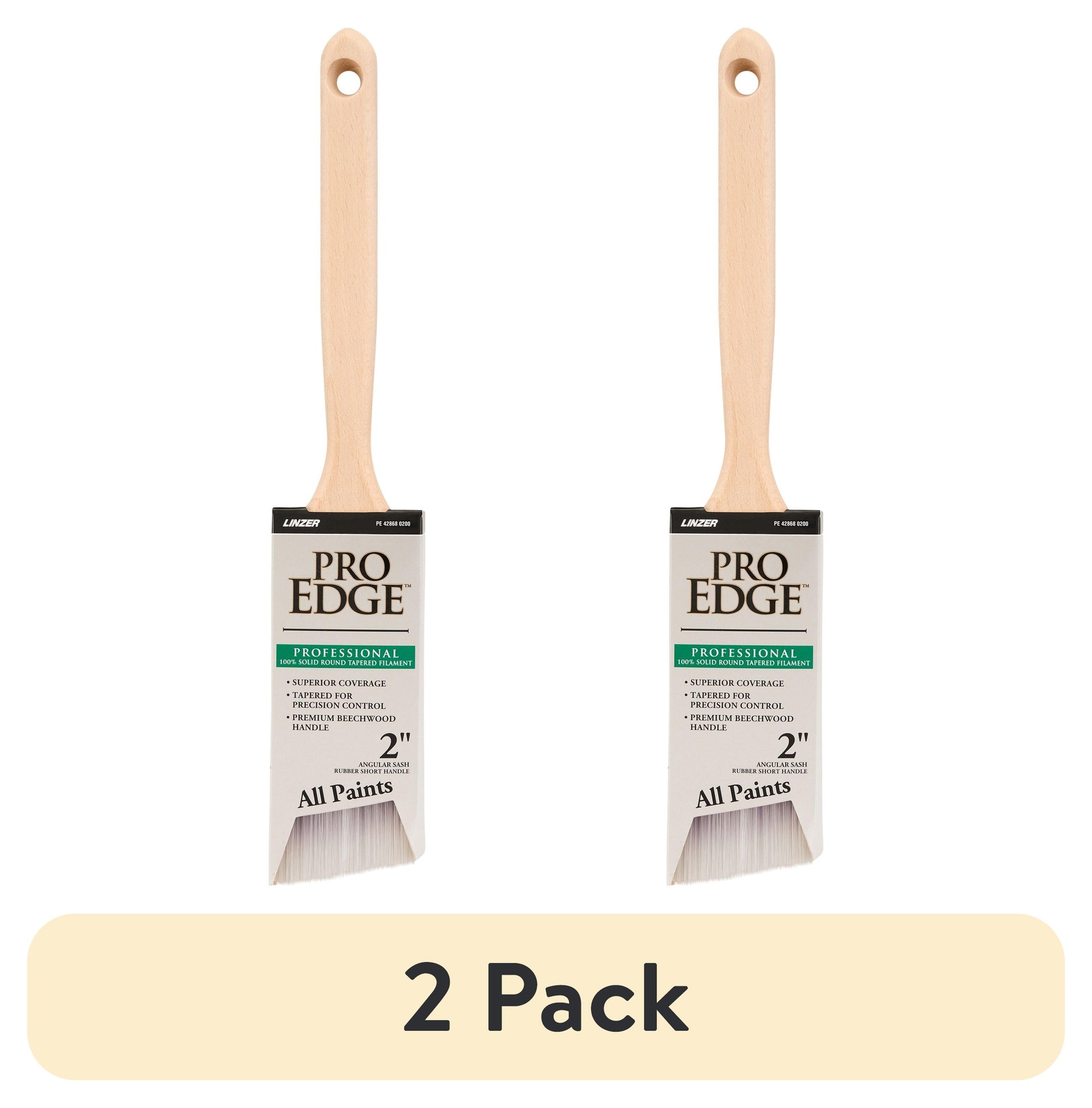 (2 pack) PRO EDGE by Linzer 2" CT Formula Angle Paint Brush with Tapered Design