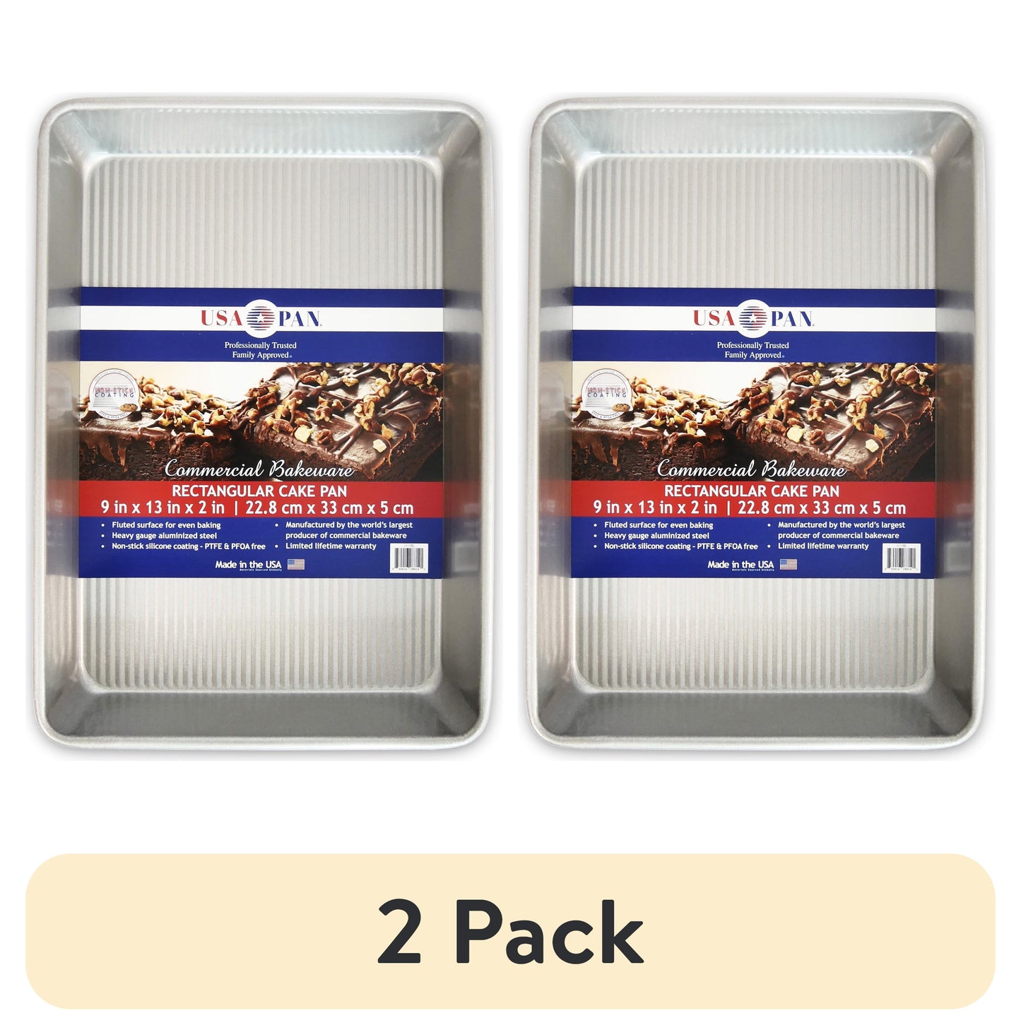 (2 pack) Pan Bakeware Seamless Nonstick 9 Inch x 13 Inch Cake Pan, Aluminized Steel