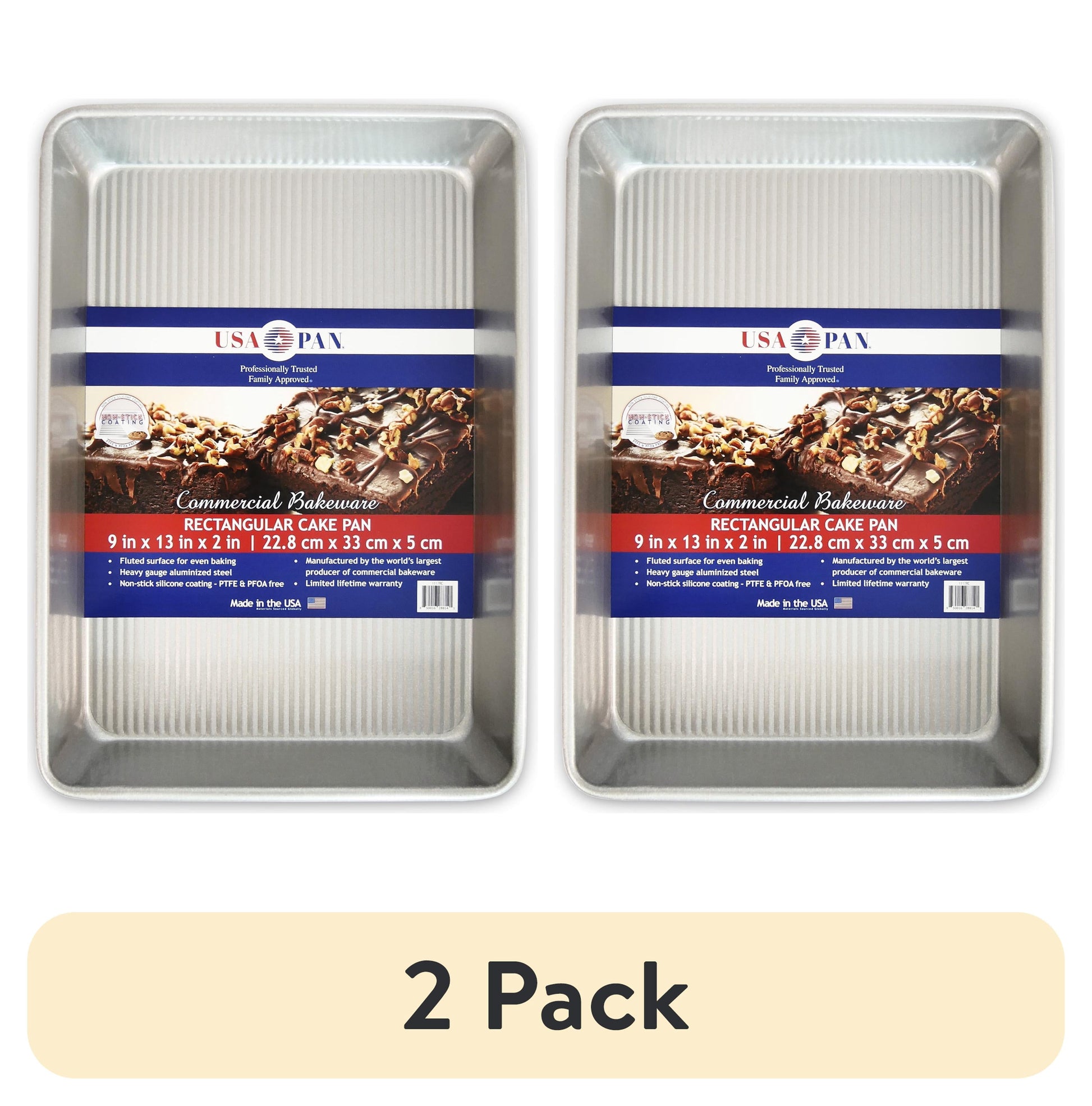 (2 pack) Pan Bakeware Seamless Nonstick 9 Inch x 13 Inch Cake Pan, Aluminized Steel
