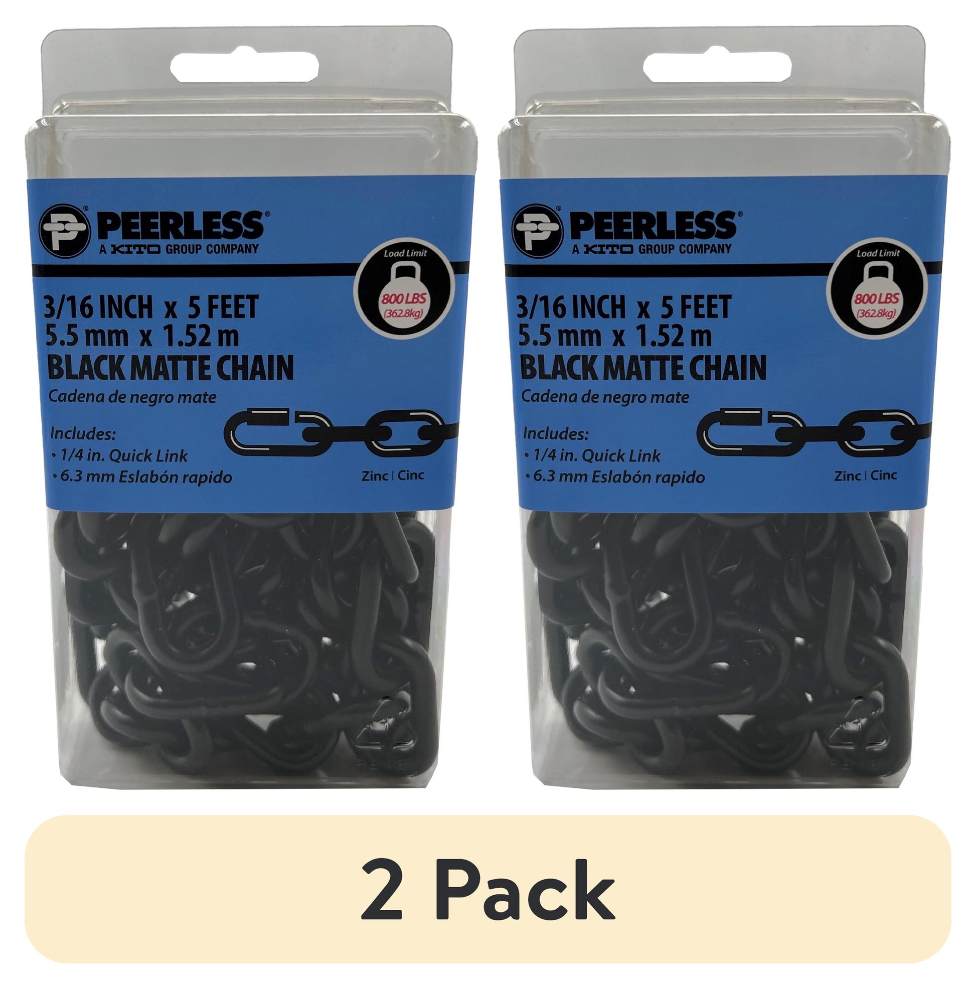 Peerless Chain Black Matte Chain Kit 3/16 in. x 5 ft, #4755205