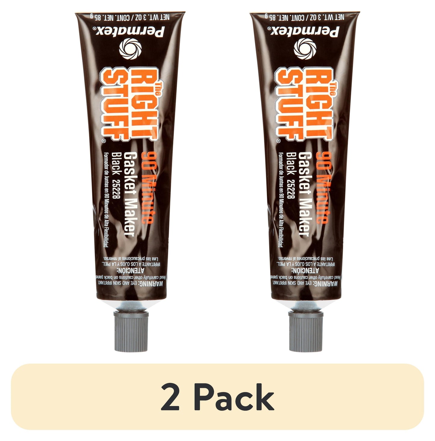 (2 pack) Permatex Right Stuff Black 90 Minute Silicone Gasket Maker - 75228