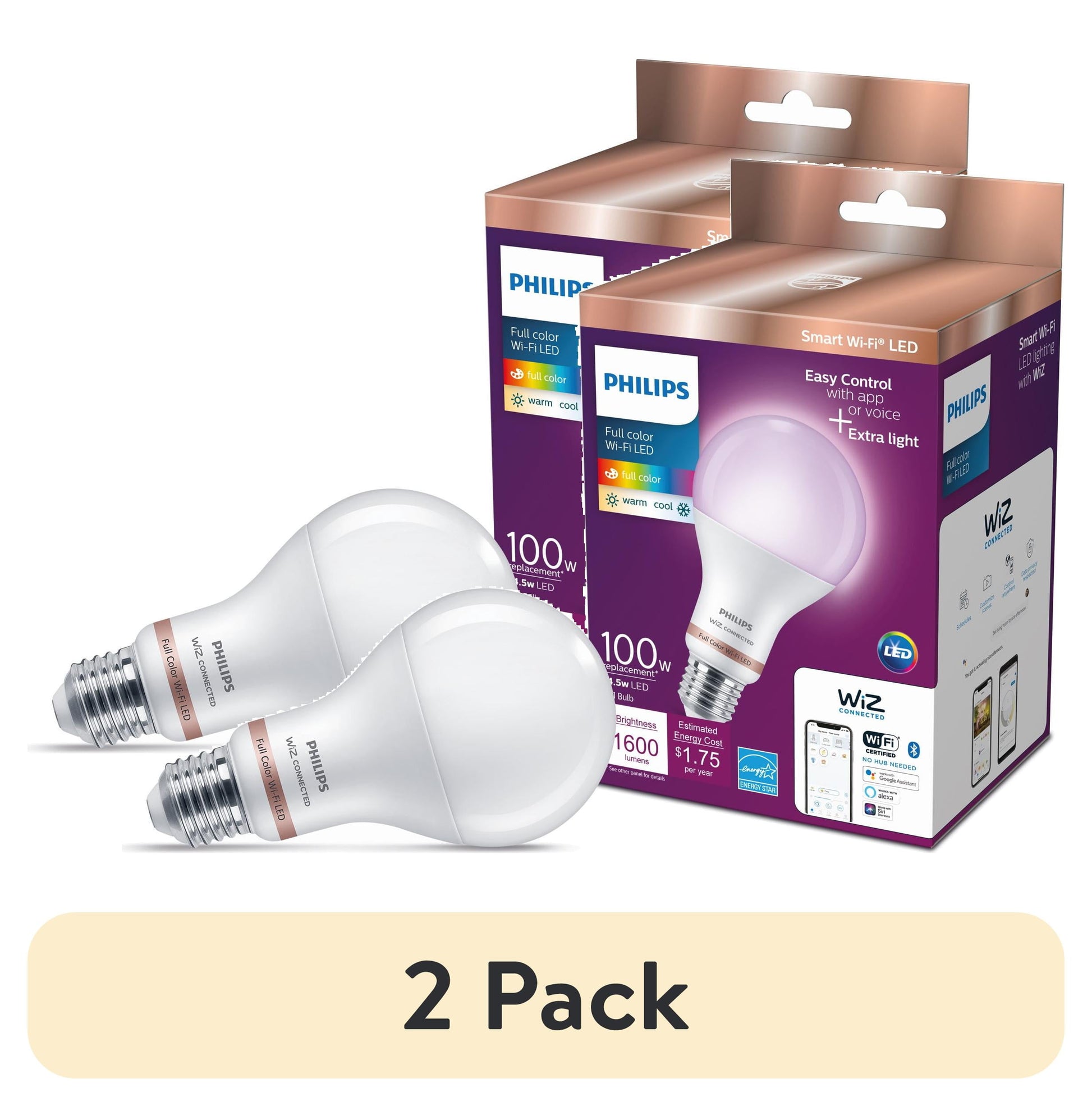 Philips Smart LED 100-Watt A21 General Purpose Light Bulb, Frosted Color, Dimmable, E26 Medium Base (1-Pack)