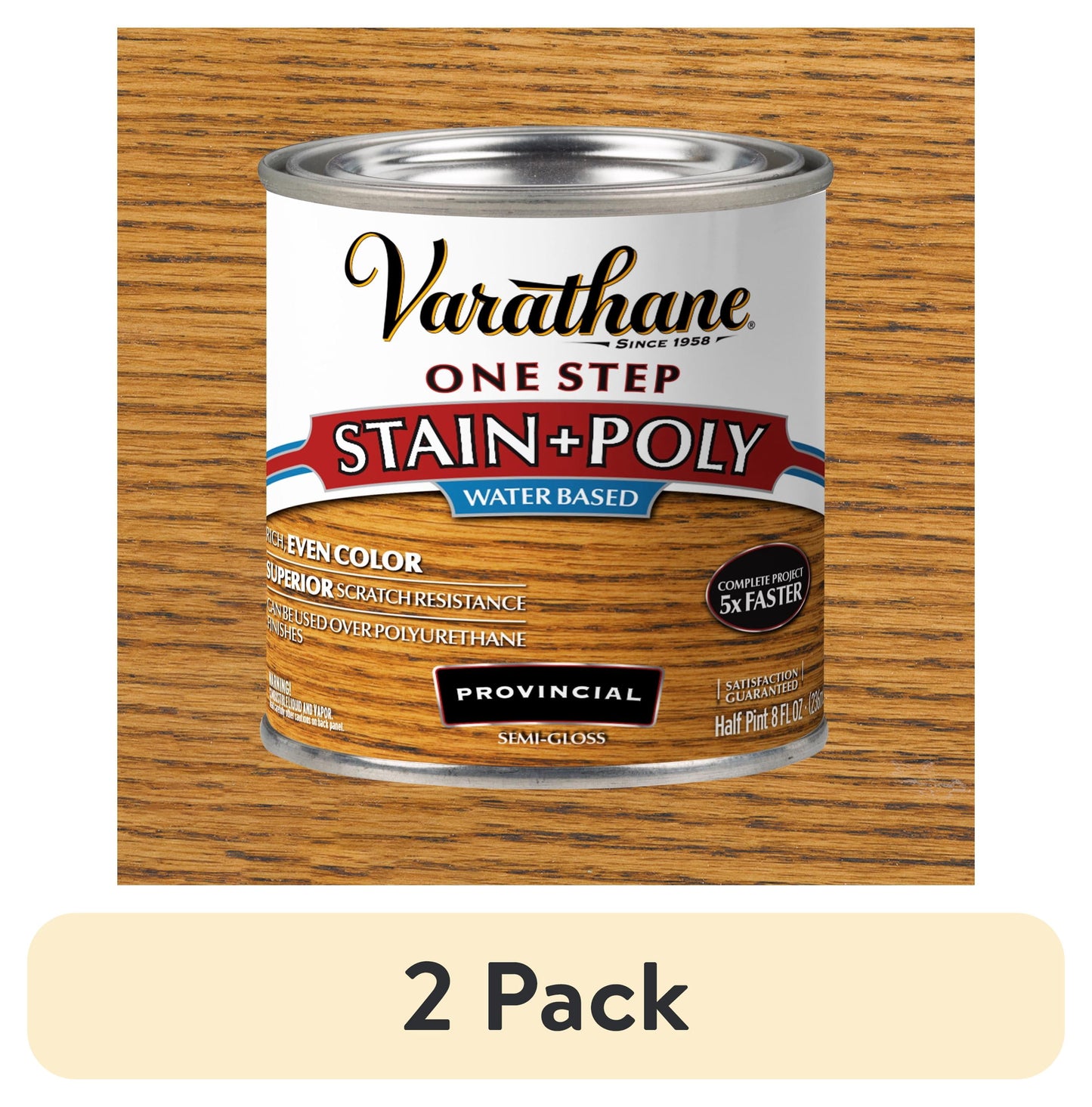 Provincial, Varathane One Step Interior Wood Stain + Polyurethane, Semi-Gloss -384366, Half Pint