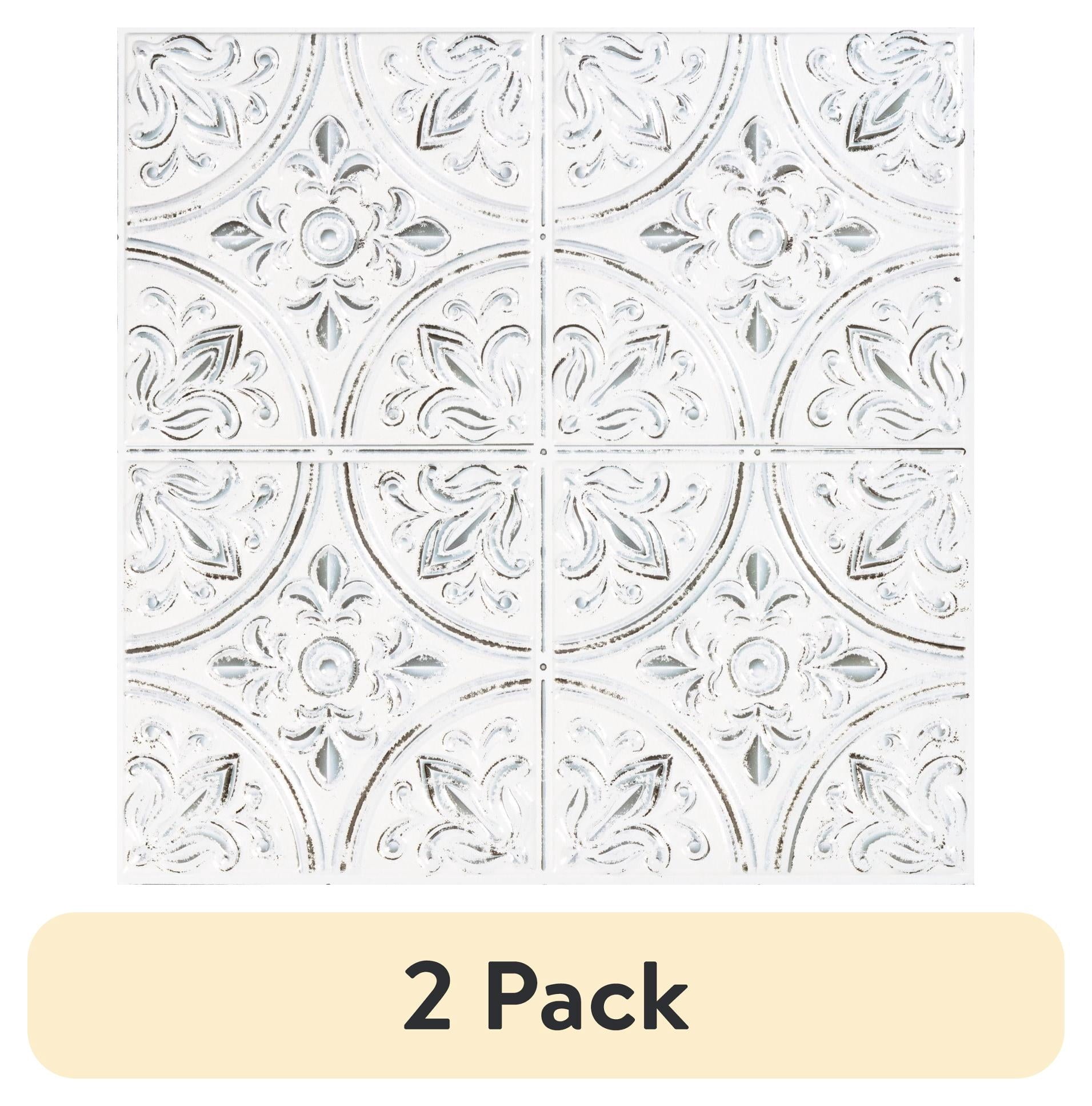 (2 pack) RoomMates Tin White Peel & Stick Tile Backsplash