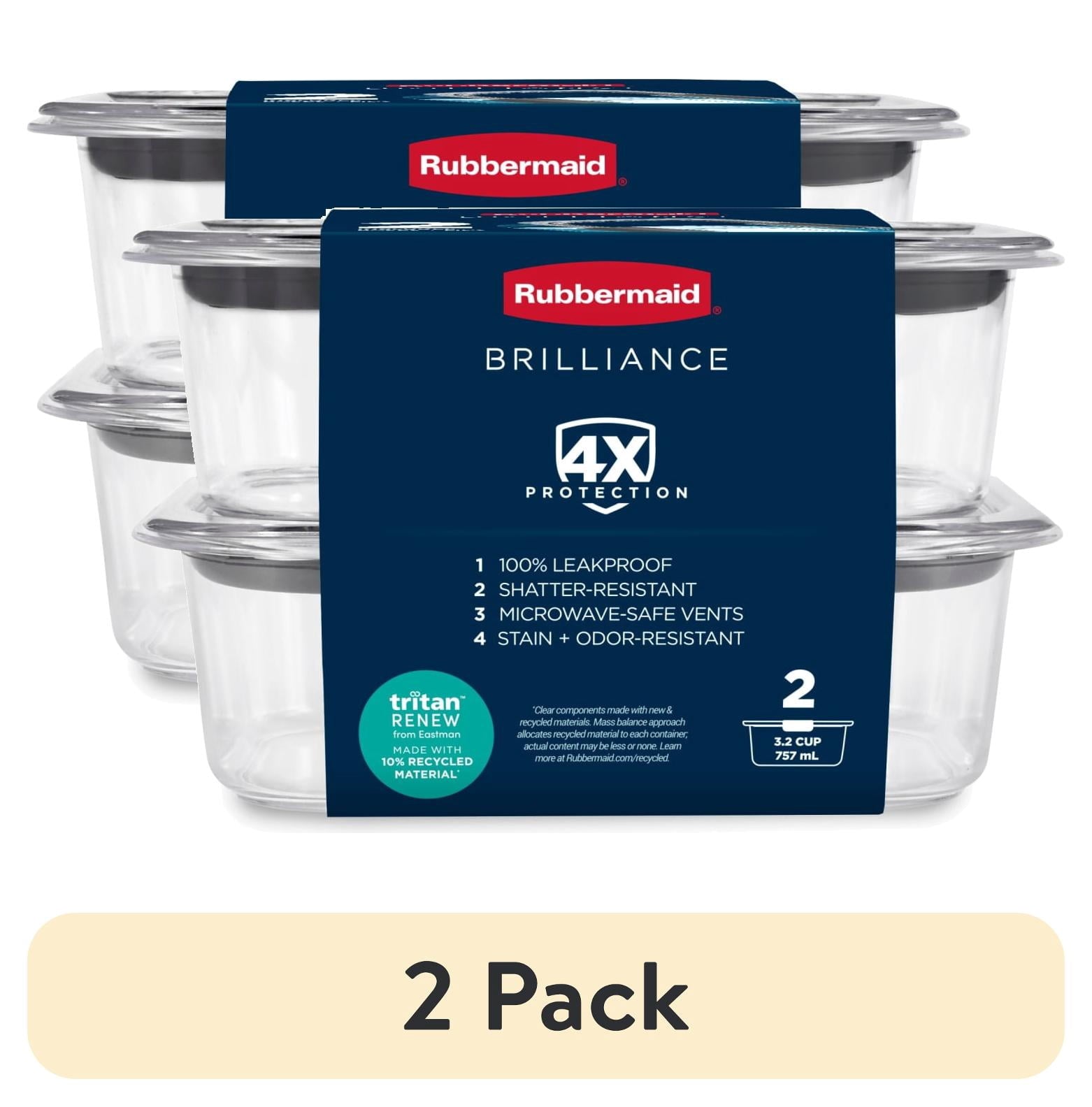 (4 pack) Rubbermaid 3.2 Cup Brilliance Stain-Proof Food Storage Container, Set of 2