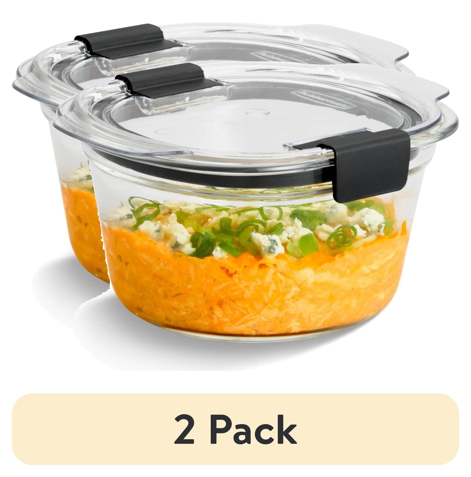 (2 pack) Rubbermaid Brilliance Glass Round Leak-Proof 2.9-Cup Food Storage Container