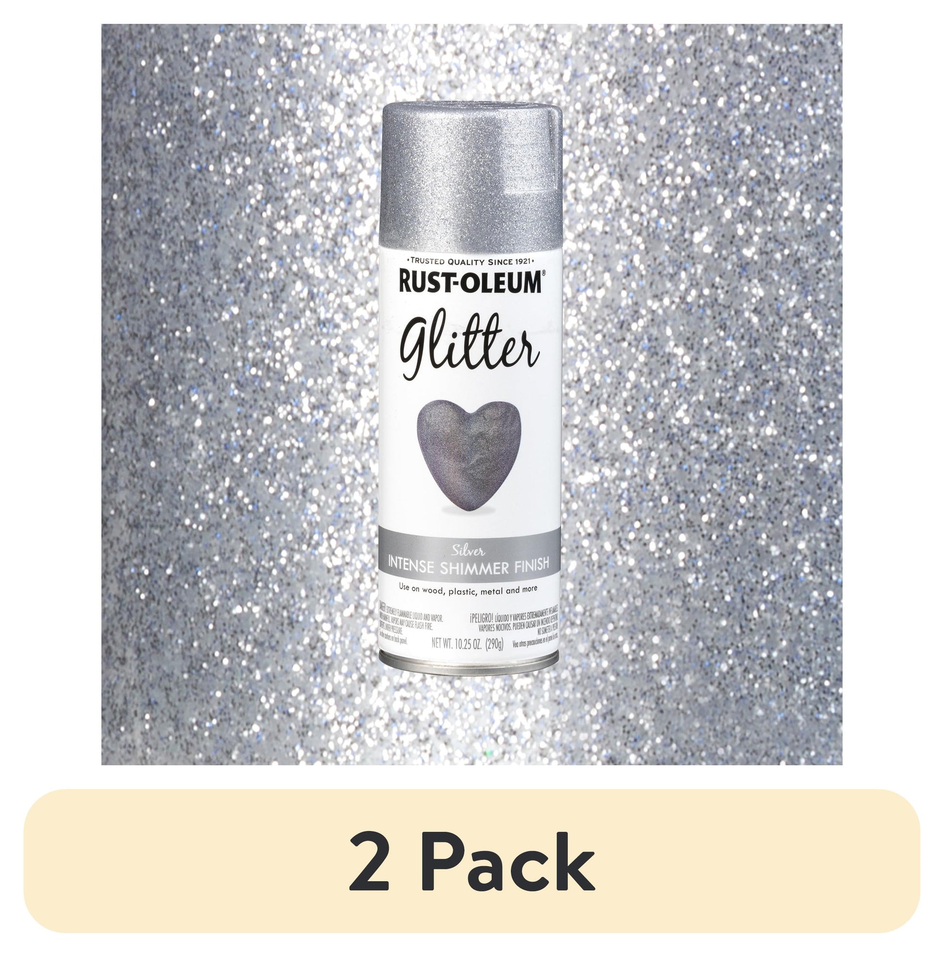 (2 pack) Silver, Rust-Oleum Glitter Spray Paints-301814, 10.25 oz