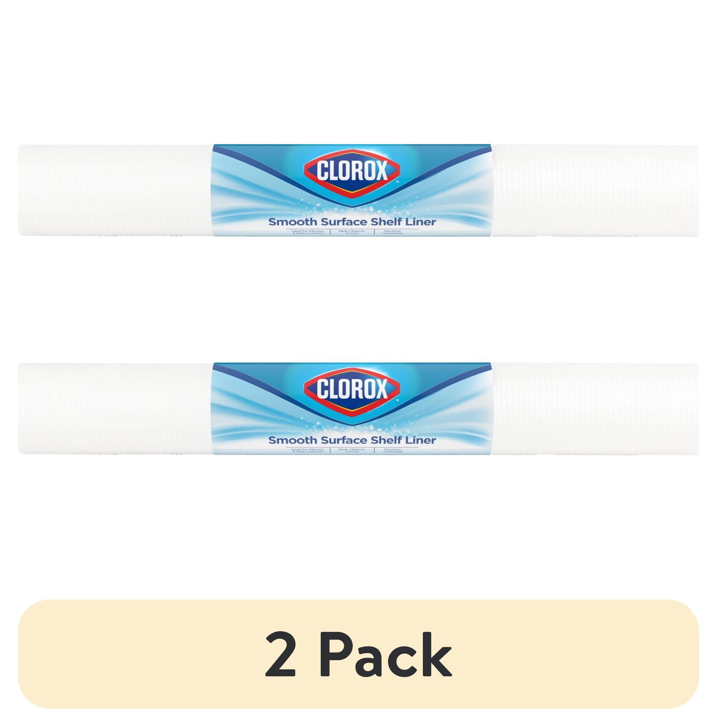 (2 pack) Smooth Surface Shelf Liner with Clorox, White, 20 in. x 8 ft. Roll