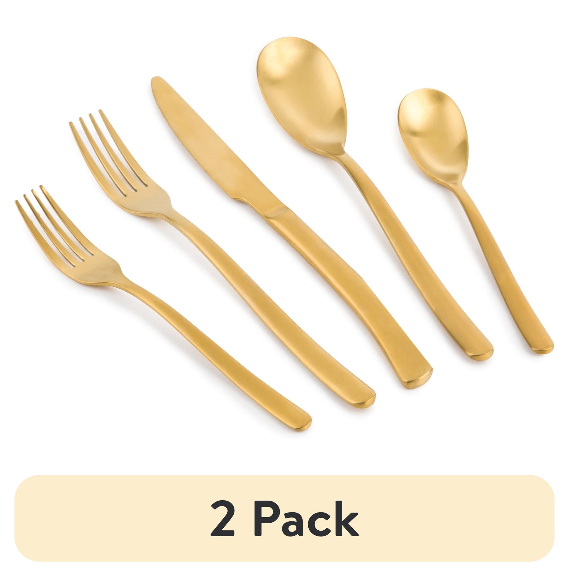 (2 pack) Thyme & Table Royal 20-Piece Gold Stainless Steel Flatware Set, Service for 4