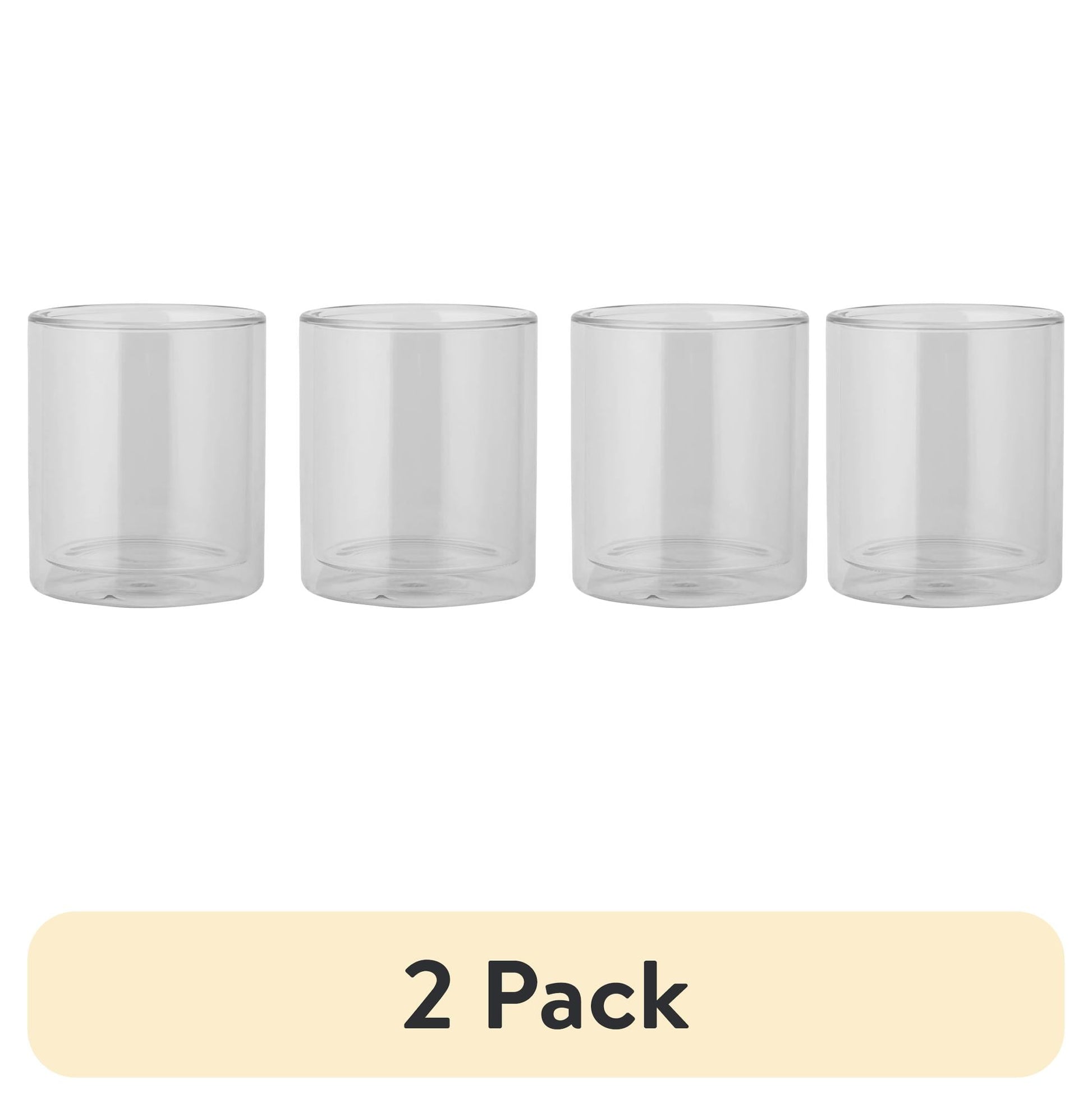 (2 pack) Thyme & Table 4-Pack 13oz Double Wall Drinking Glass Set, Clear