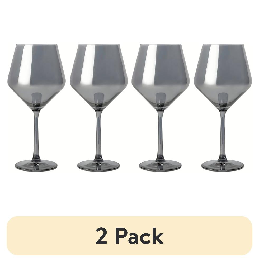 (2 pack) Thyme & Table 23 fl oz Smoke Iridescent Angled Wine Glasses, Set of 4