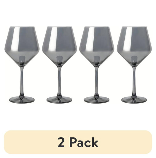 (2 pack) Thyme & Table 23 fl oz Smoke Iridescent Angled Wine Glasses, Set of 4