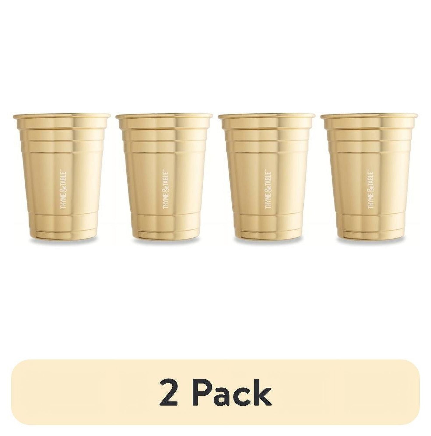 Thyme & Table Vasos de Fiesta Dorados de 17 fl oz, Set de 4