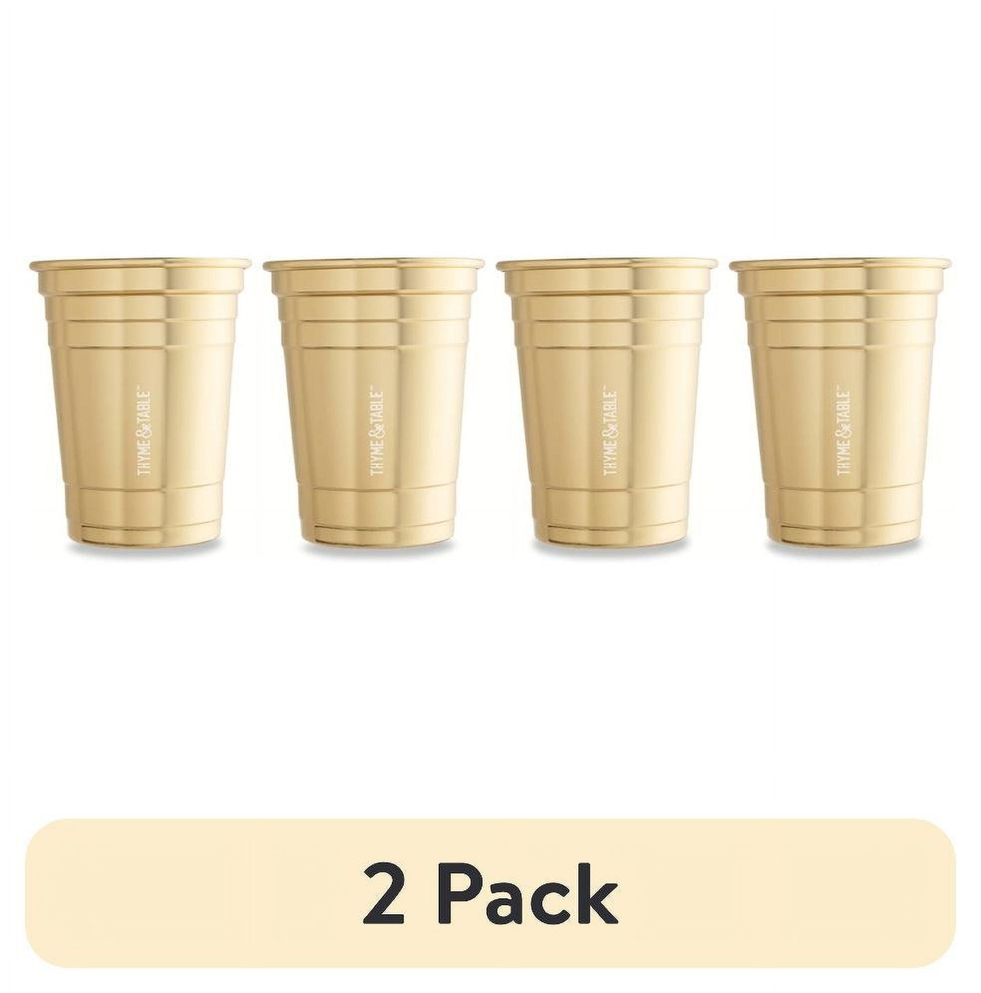 Thyme & Table Vasos de Fiesta Dorados de 17 fl oz, Set de 4