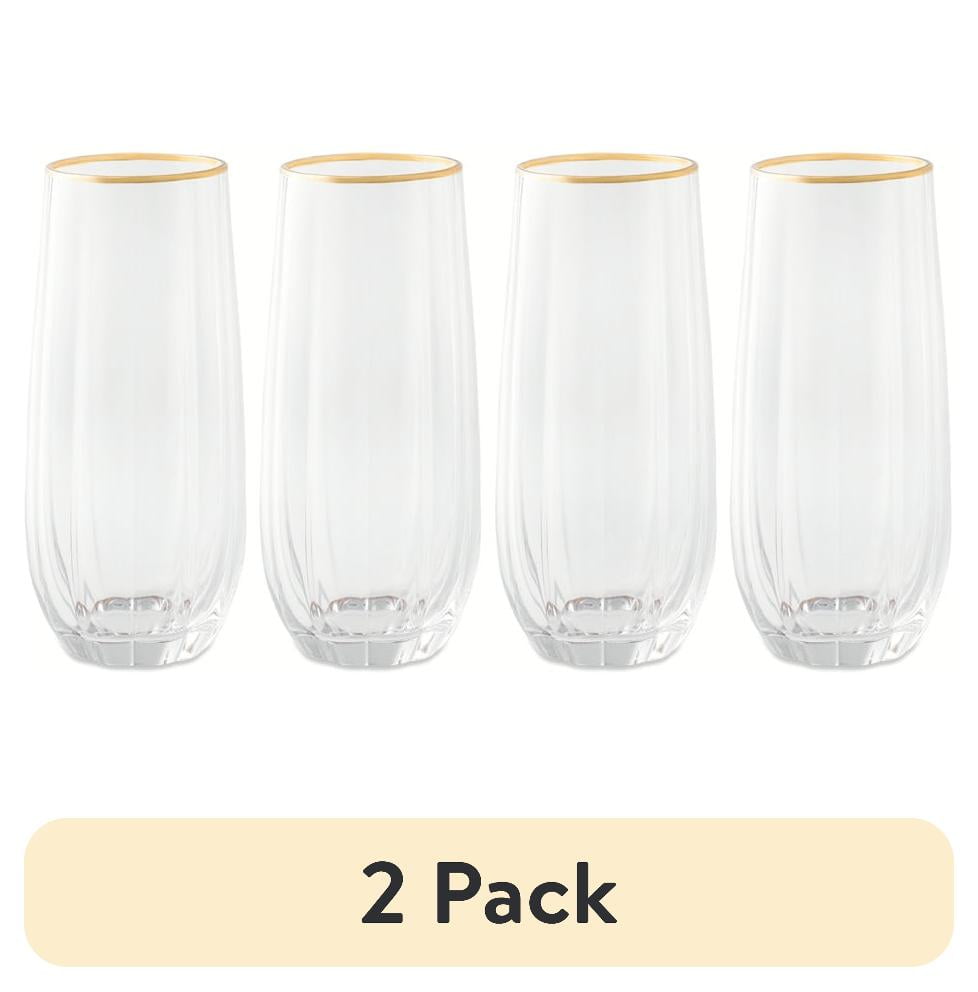(2 pack) Thyme & Table 4-Piece Scalloped Stemless Flute Glass Set