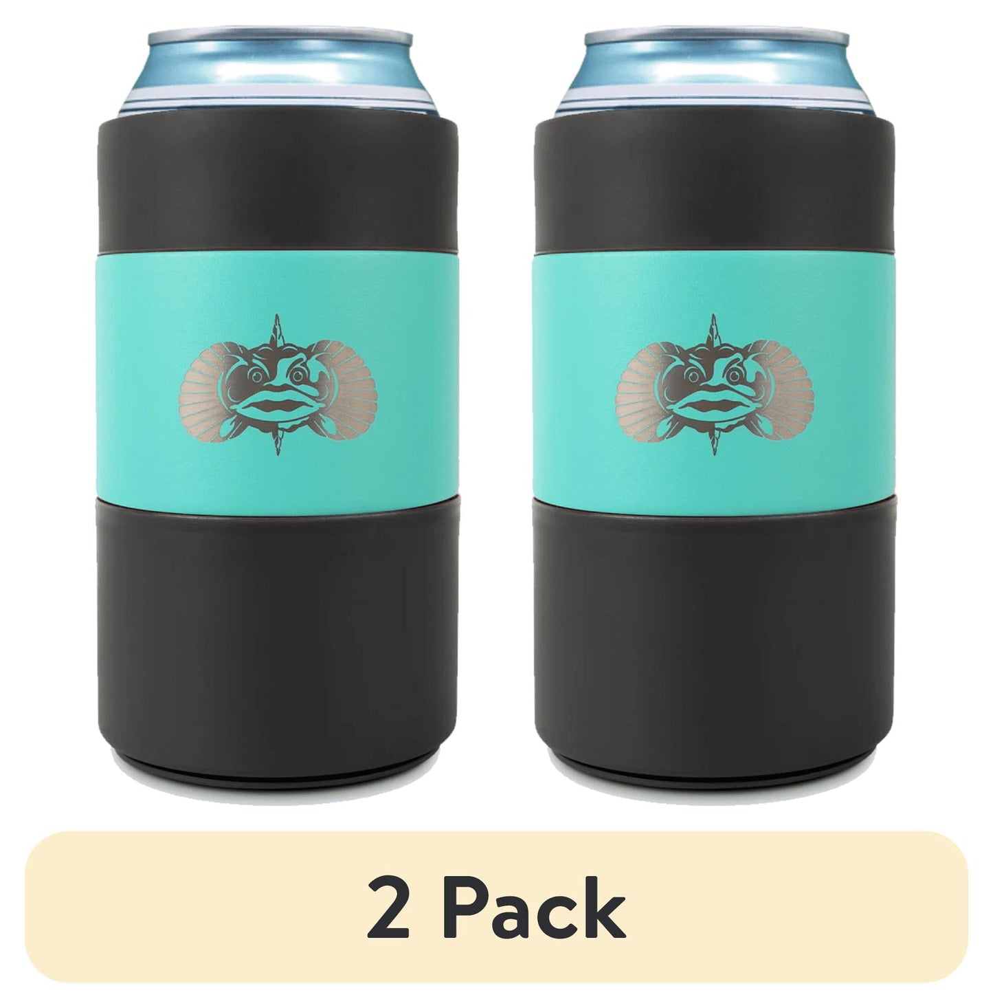 (2 pack) Toadfish Non-Tipping Can Cooler Sleeve 12 oz â€“ SmartGrip Suction Base, Insulated, Universal Fit, Teal