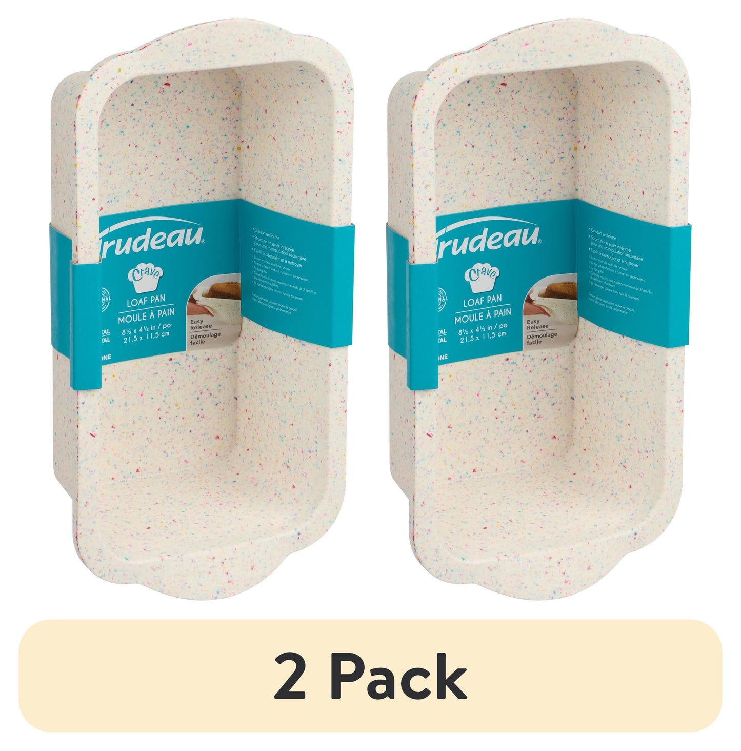 (2 pack) Trudeau Structured Silicone Bread Loaf Pan â€“ For Bread, Meatloaf, Banana Bread, Zucchini Bread, Cheesecake, Pound Cake & Cakes