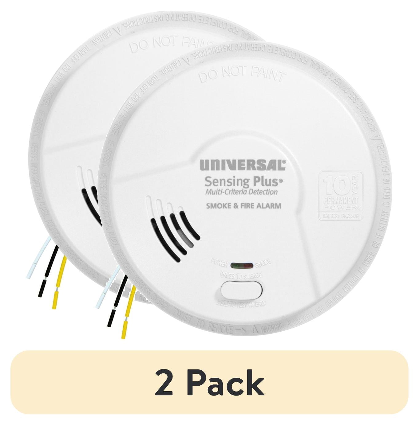 (2 pack) Universal Security Instruments, Sensing Plus, Hardwired Smoke & Fire Alarm, Multi-Criteria Detection, with 10 Year Battery Backup