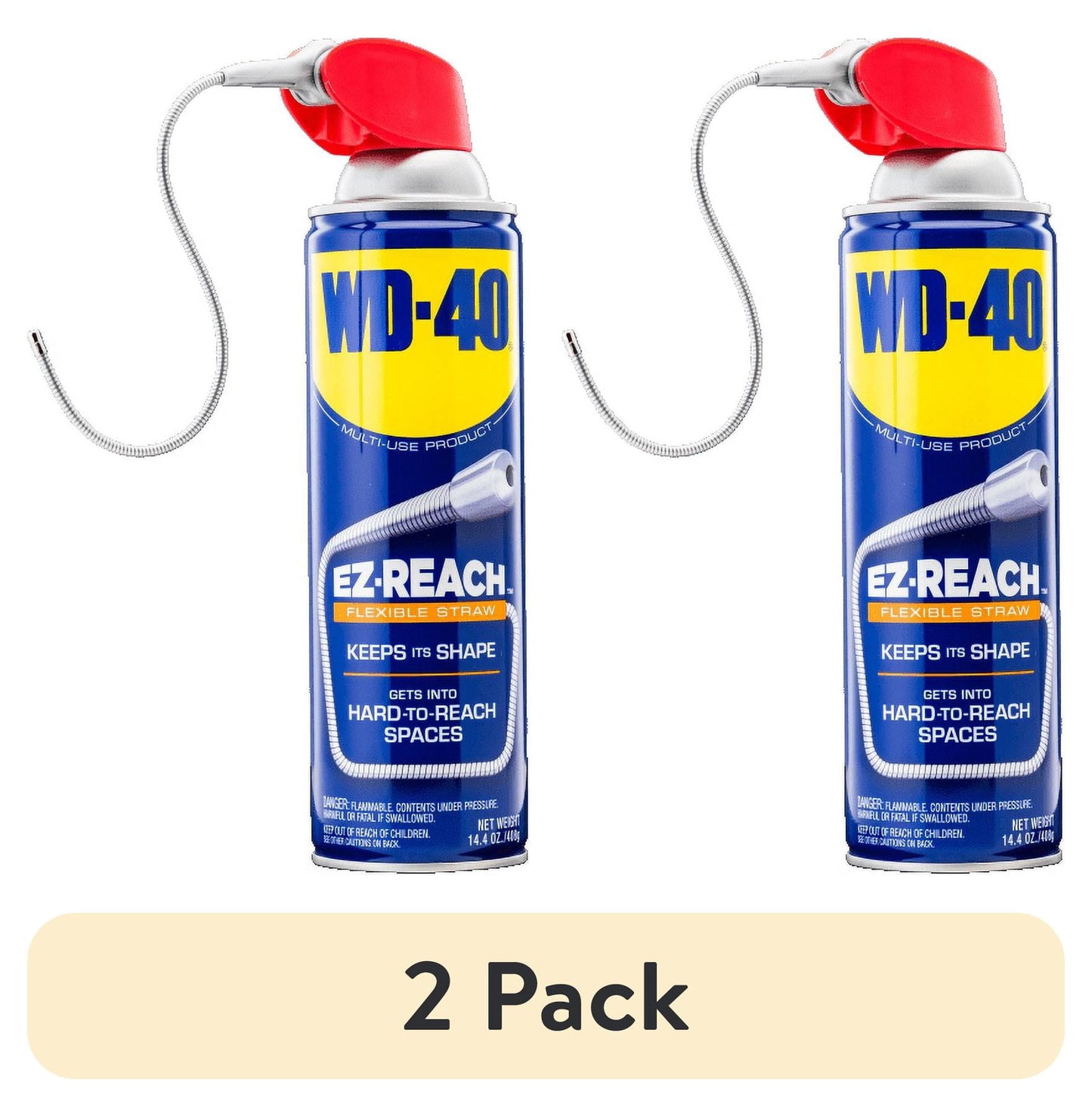 (2 pack) WD-40 EZ-REACH Original Formula Multi-Purpose Lubricant Spray 8 in. Flexible Straw, 14.4 oz
