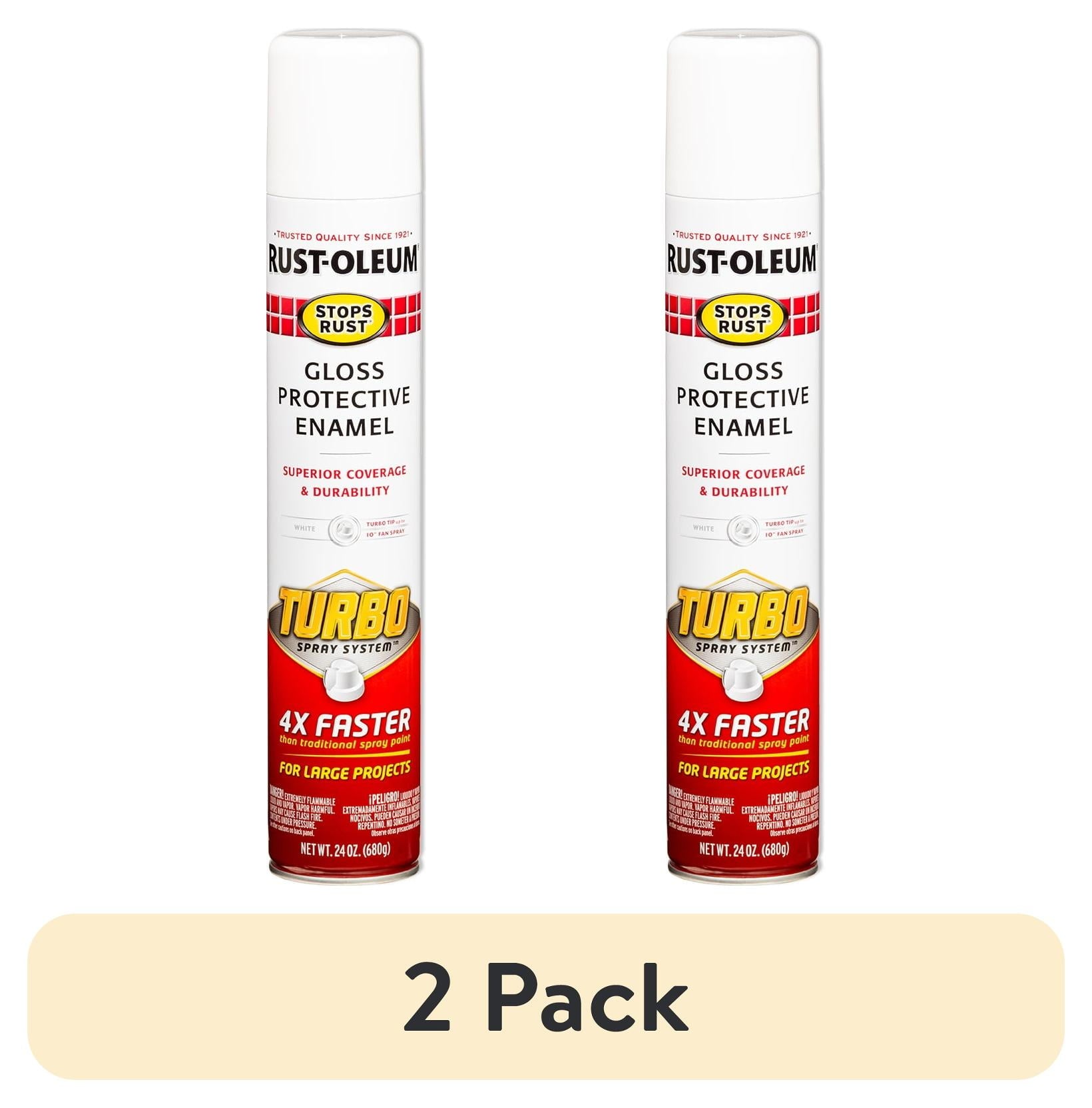 (2 pack) White, Rust-Oleum Stops Rust Turbo Gloss Protective Enamel Spray Paint-334133, 24 oz