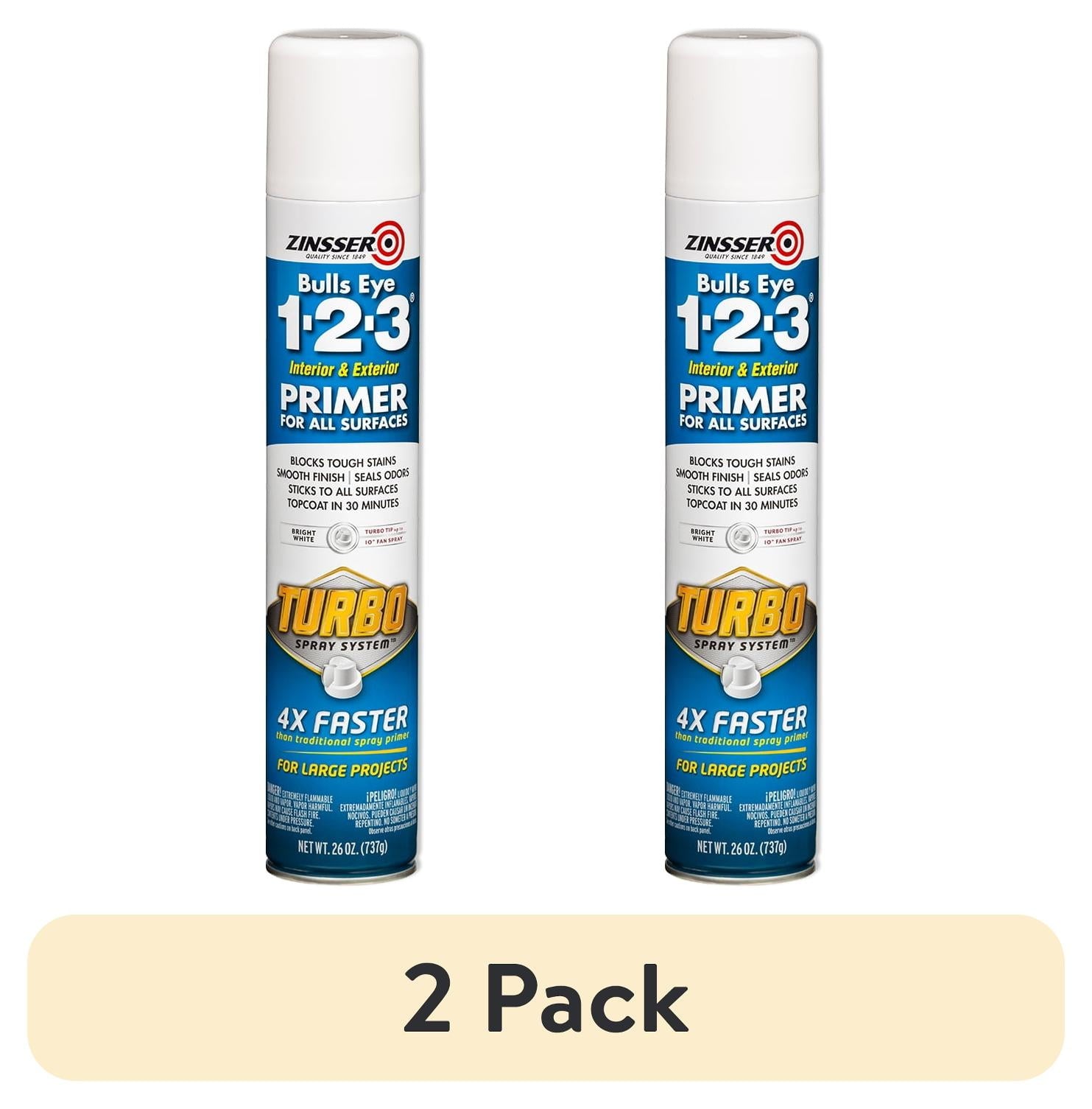 White, Zinsser Bulls Eye 1-2-3 Water-Based Primer Turbo Spray-343746, 26 oz