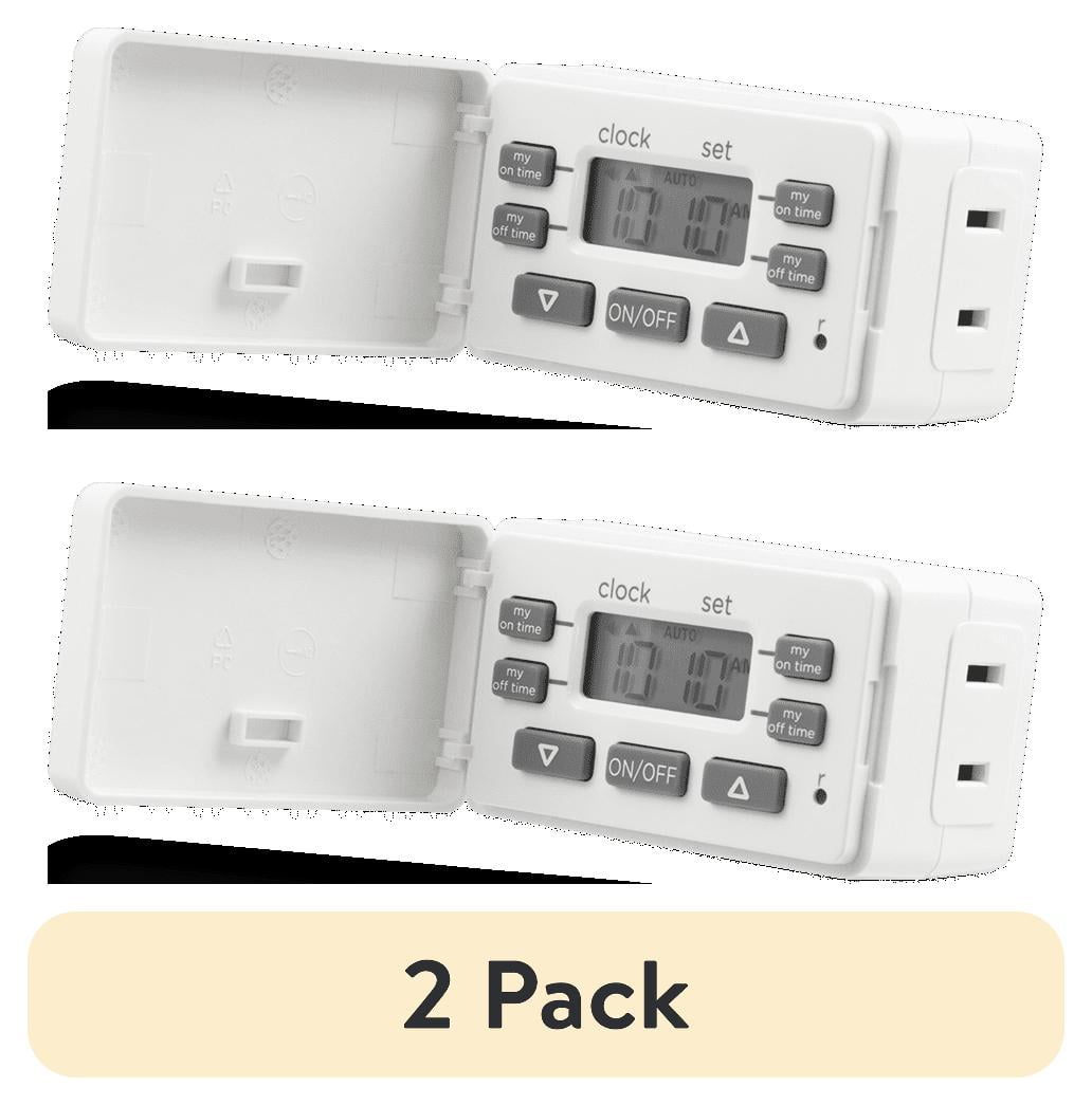 (2 pack) myTouchSmart Digital Fashion Timer, 1-Outlet Polarized, 2 Settings, 24hr, White, Cover, 0 Amps