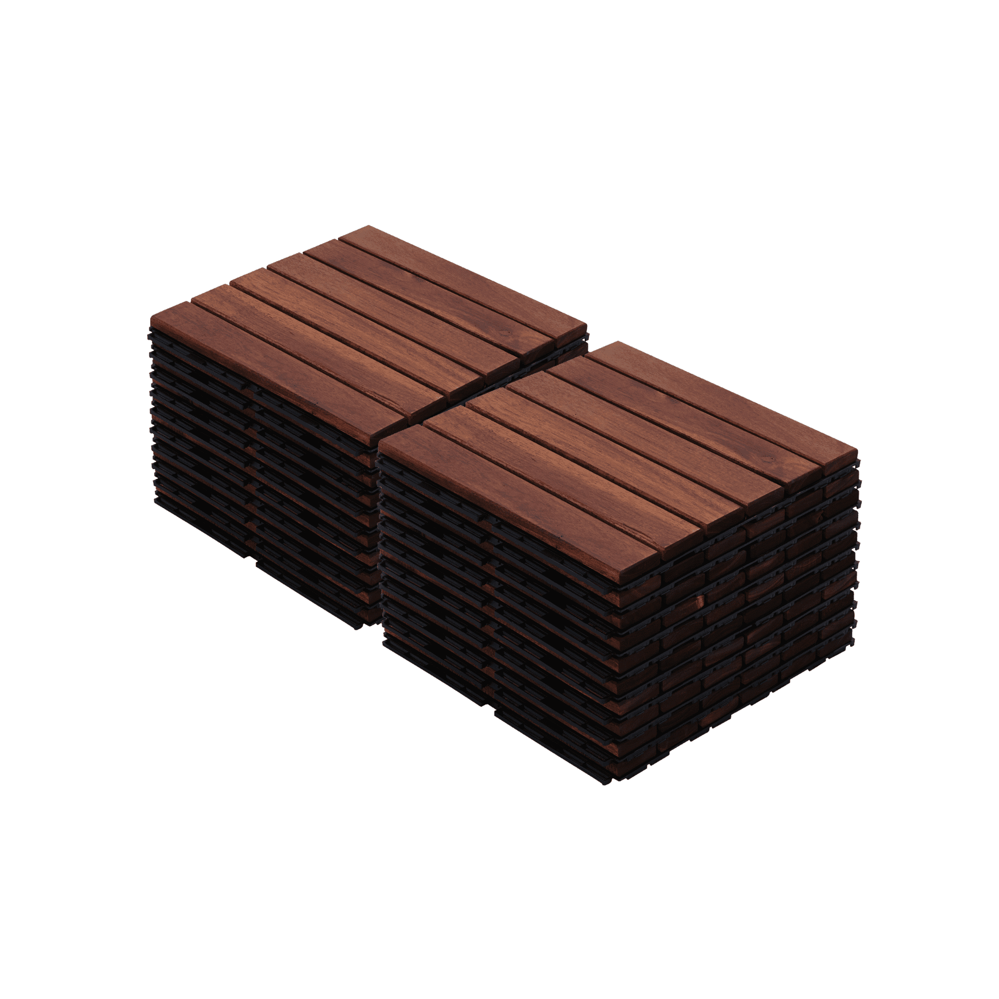 20 PCS Acacia Wood Interlocking Deck Tiles 12"x12", Striped Pattern Hardwood Outdoor Flooring for Patio, Balcony, Poolside