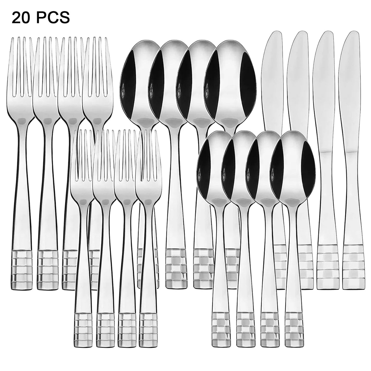 KOOMADE Stainless Steel 20-Piece Flatware Set for 4, Dishwasher Safe Silverware