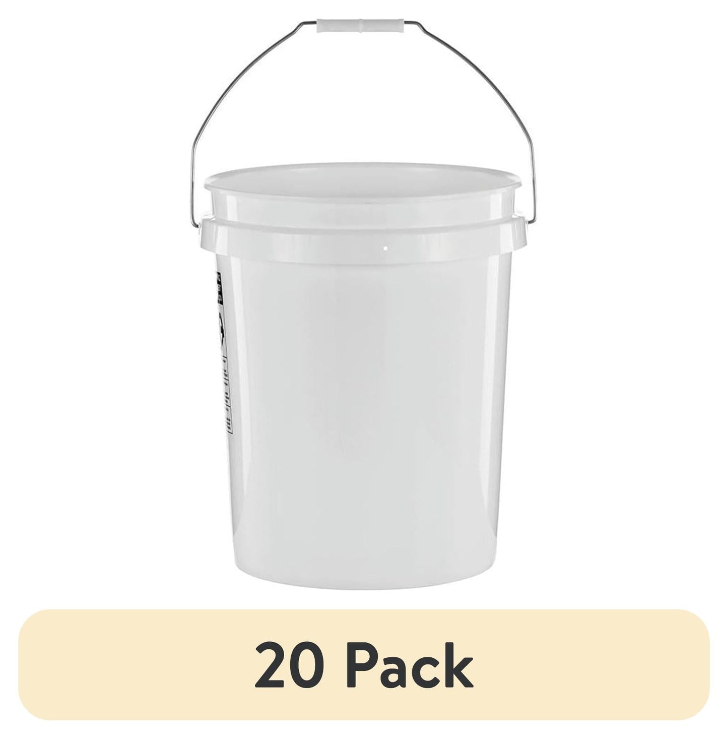 (20 pack) United Solutions 5 Gallon Round Utility Bucket, Comfort Handle, Plastic, White, PN0149, 1 Each