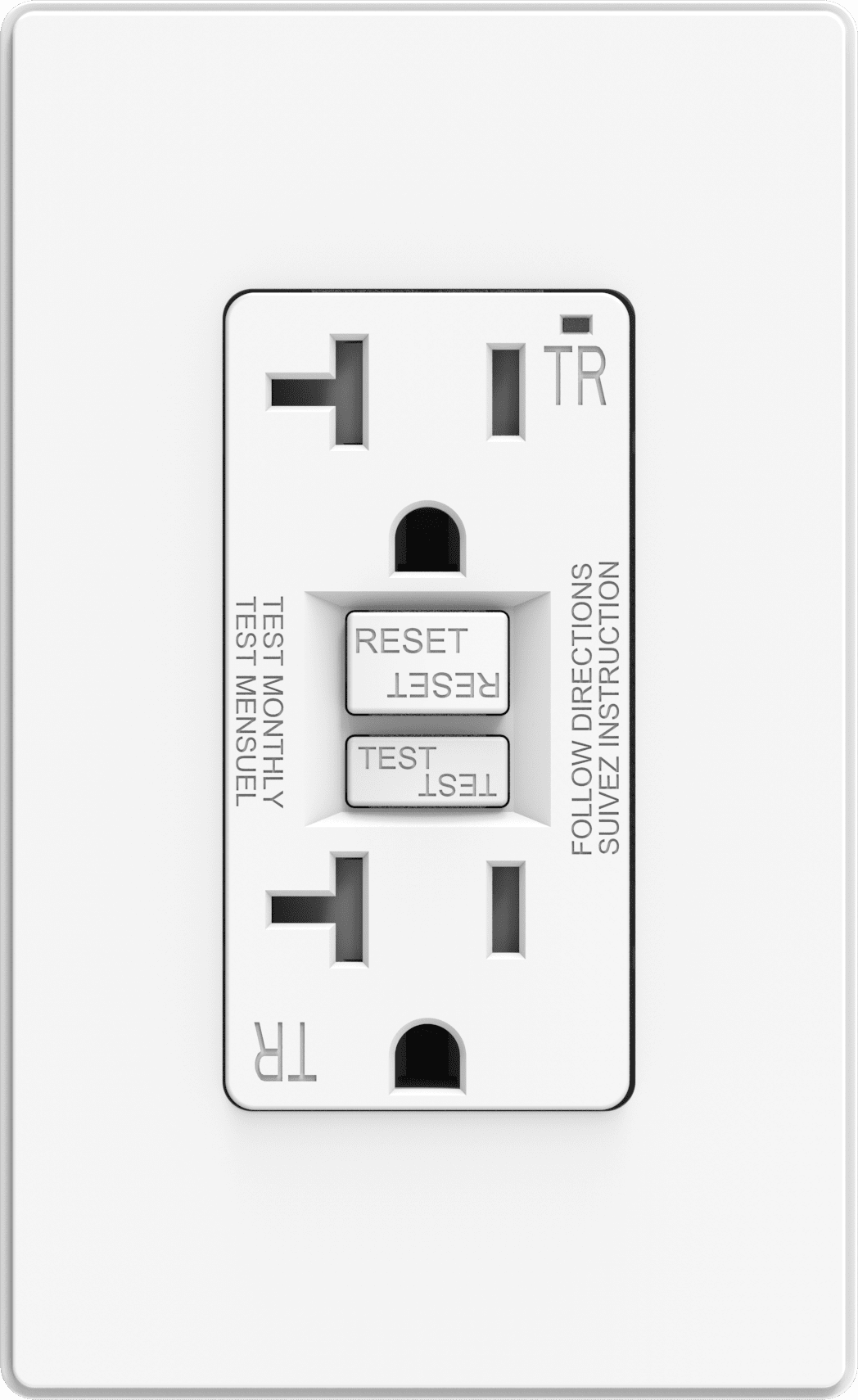 Hyper Tough 20 Amp GFCI Outlet, Self-Testing, Tamper Resistant, Impact Resistant, White