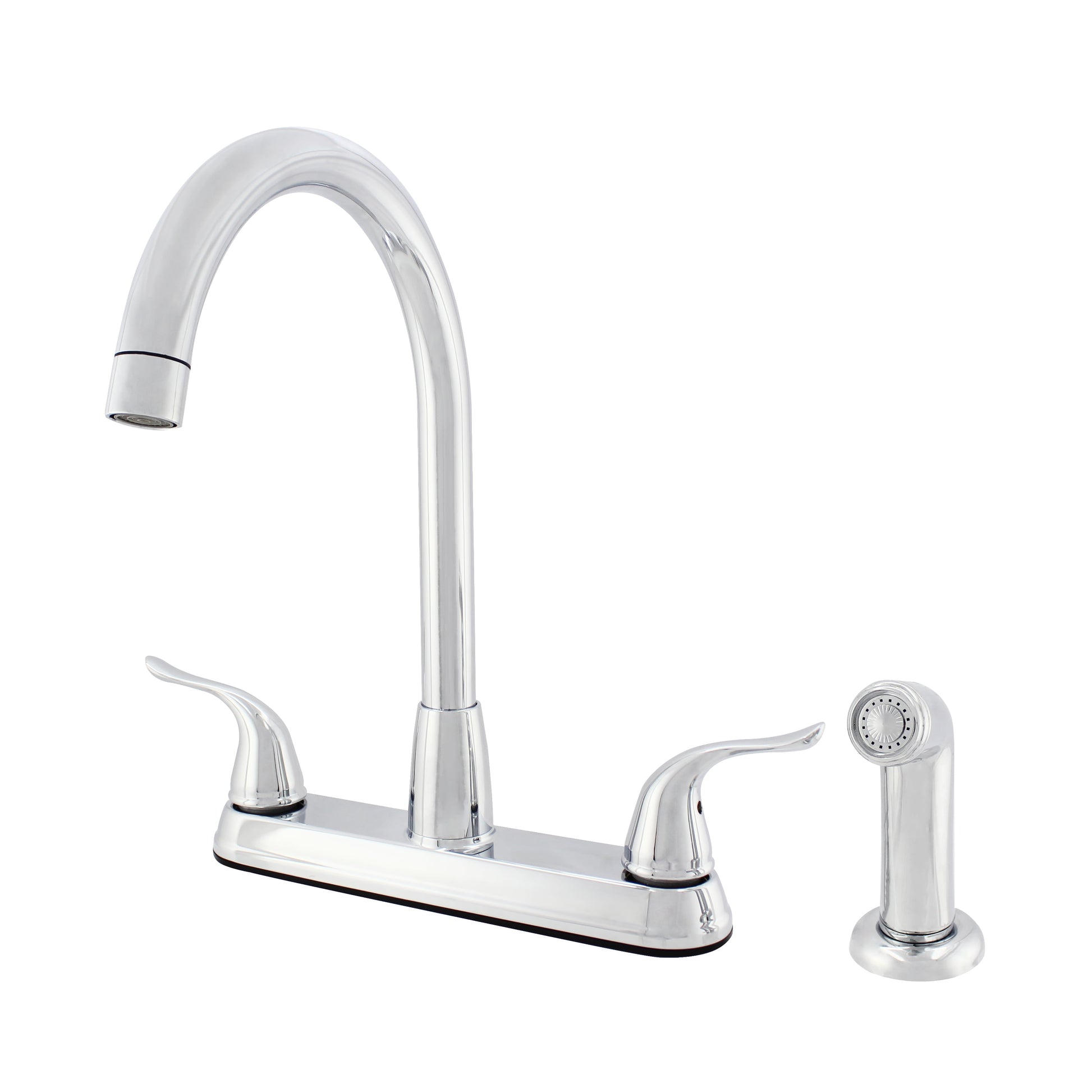 23157043 -Hybrid Metal Deck Kitchen Sink Faucet High Spout Washerless Cart.Double Handle with Side Spray